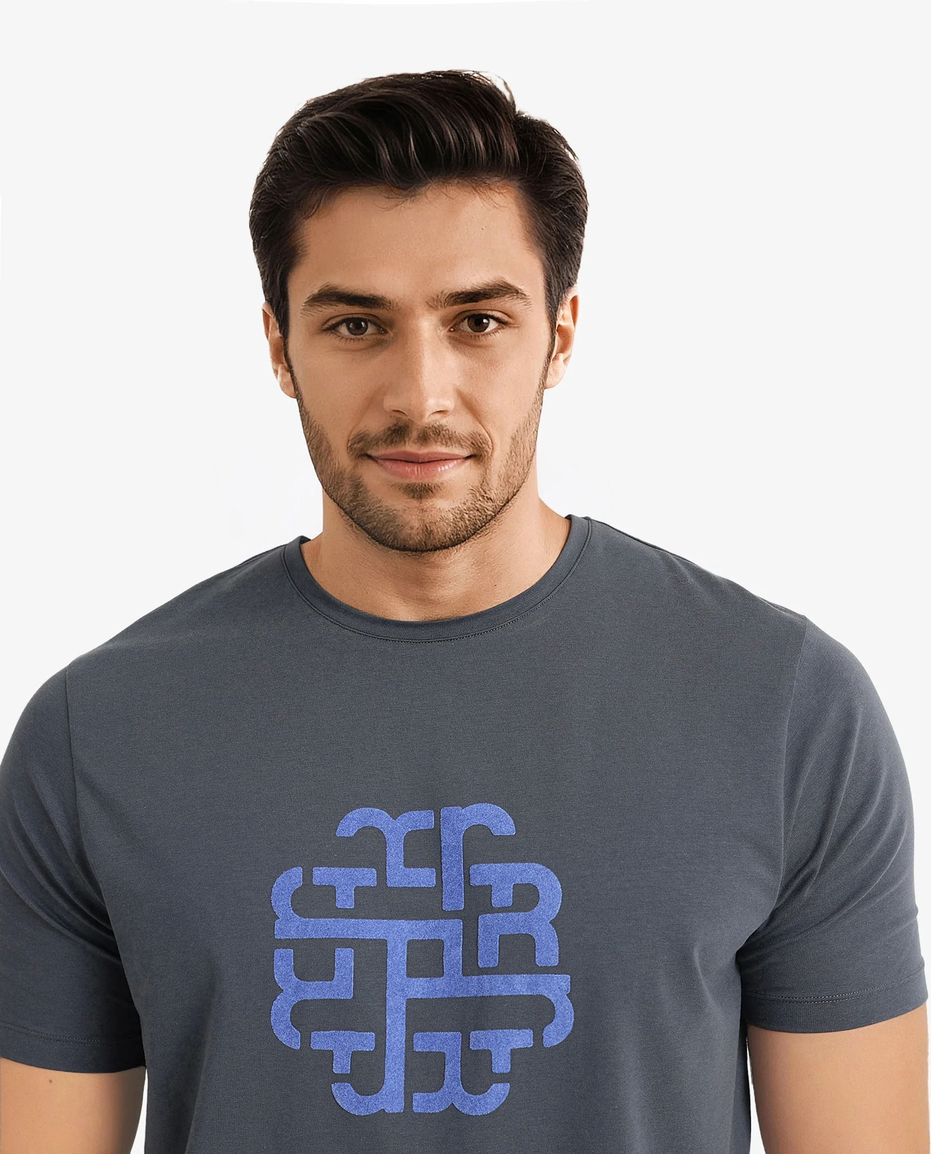 Rare Rabbit Men's Toxy Dusky Blue Cotton Graphic Print Regular Fit Half Sleeve Crew Neck T-Shirt - Image 5