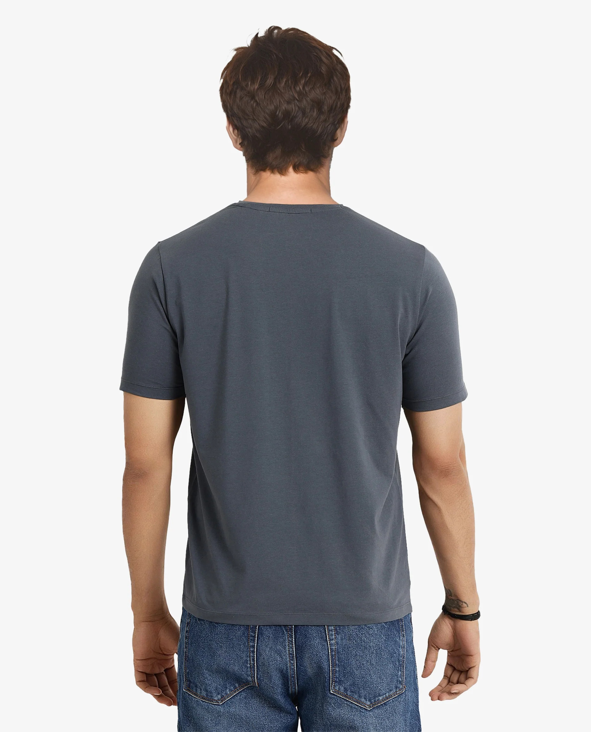 Rare Rabbit Men's Toxy Dusky Blue Cotton Graphic Print Regular Fit Half Sleeve Crew Neck T-Shirt - Image 6