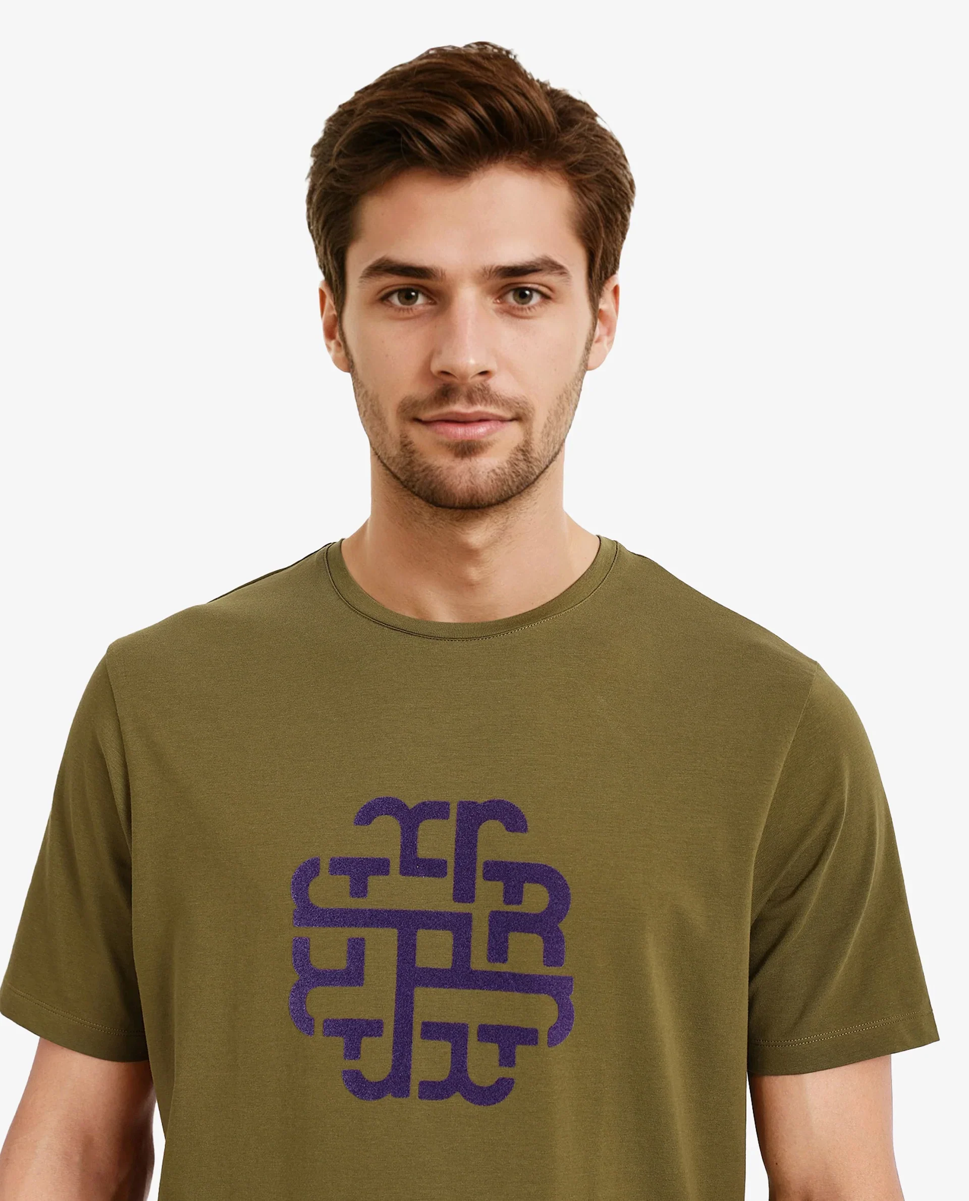 Rare Rabbit Men's Toxy Olive Cotton Graphic Print Regular Fit Half Sleeve Crew Neck T-Shirt - Image 2