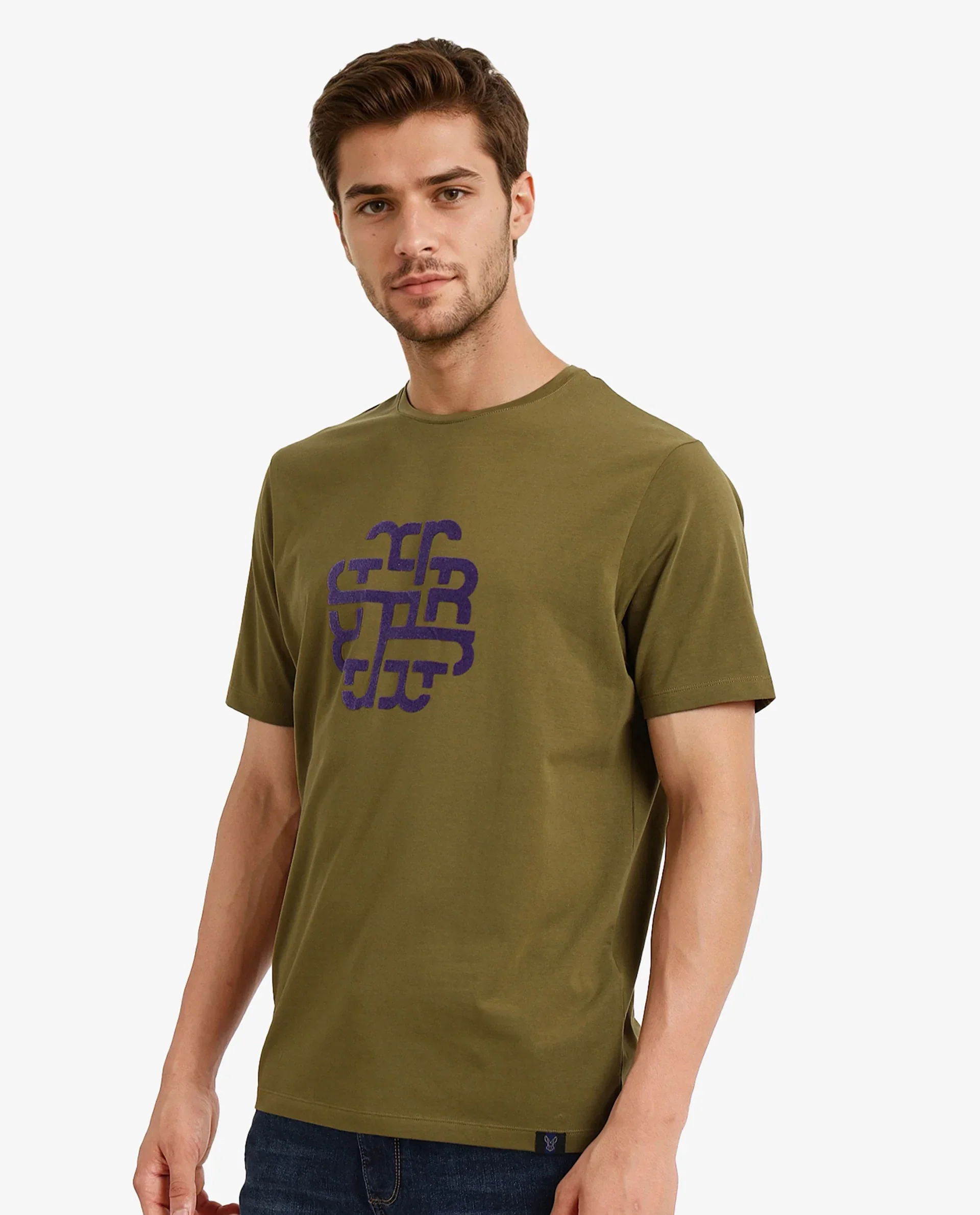 Rare Rabbit Men's Toxy Olive Cotton Graphic Print Regular Fit Half Sleeve Crew Neck T-Shirt - Image 7