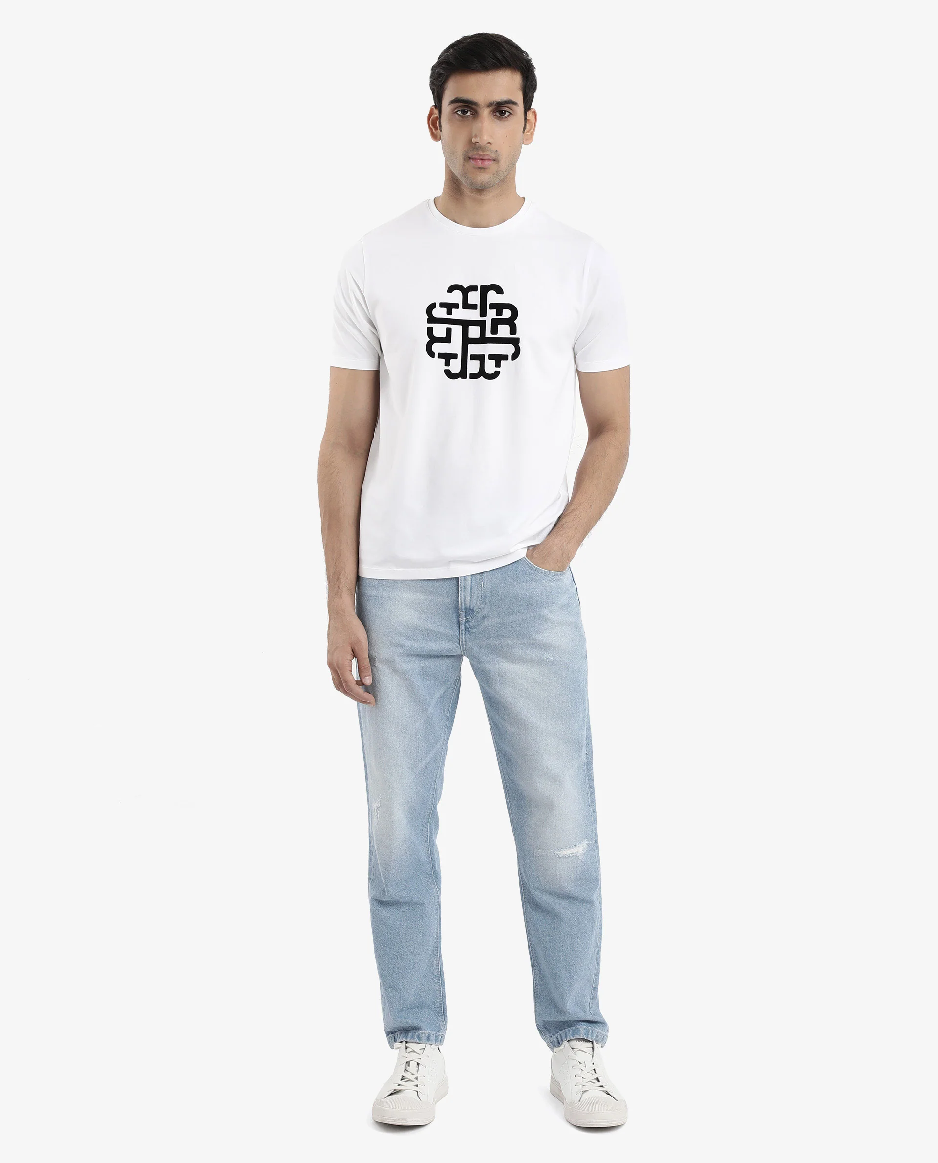 Rare Rabbit Men's Toxy White Cotton Graphic Print Regular Fit Half Sleeve Crew Neck T-Shirt - Image 2