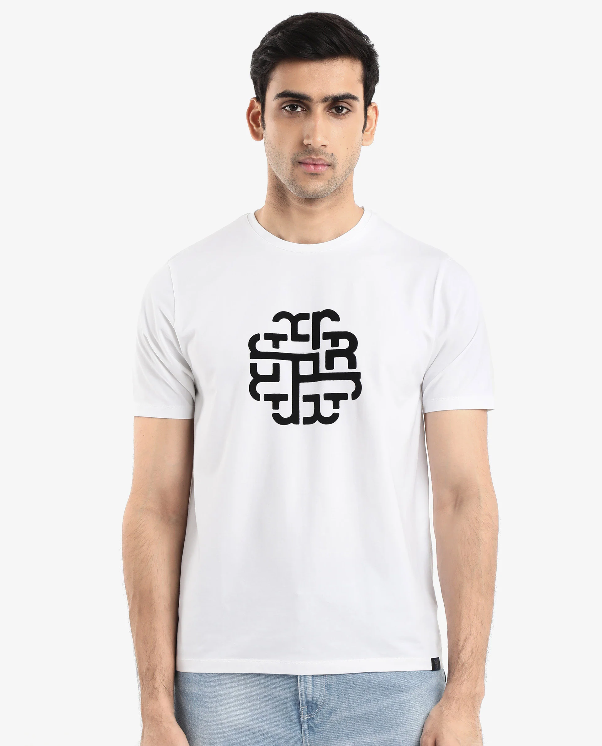 Rare Rabbit Men's Toxy White Cotton Graphic Print Regular Fit Half Sleeve Crew Neck T-Shirt - Image 4