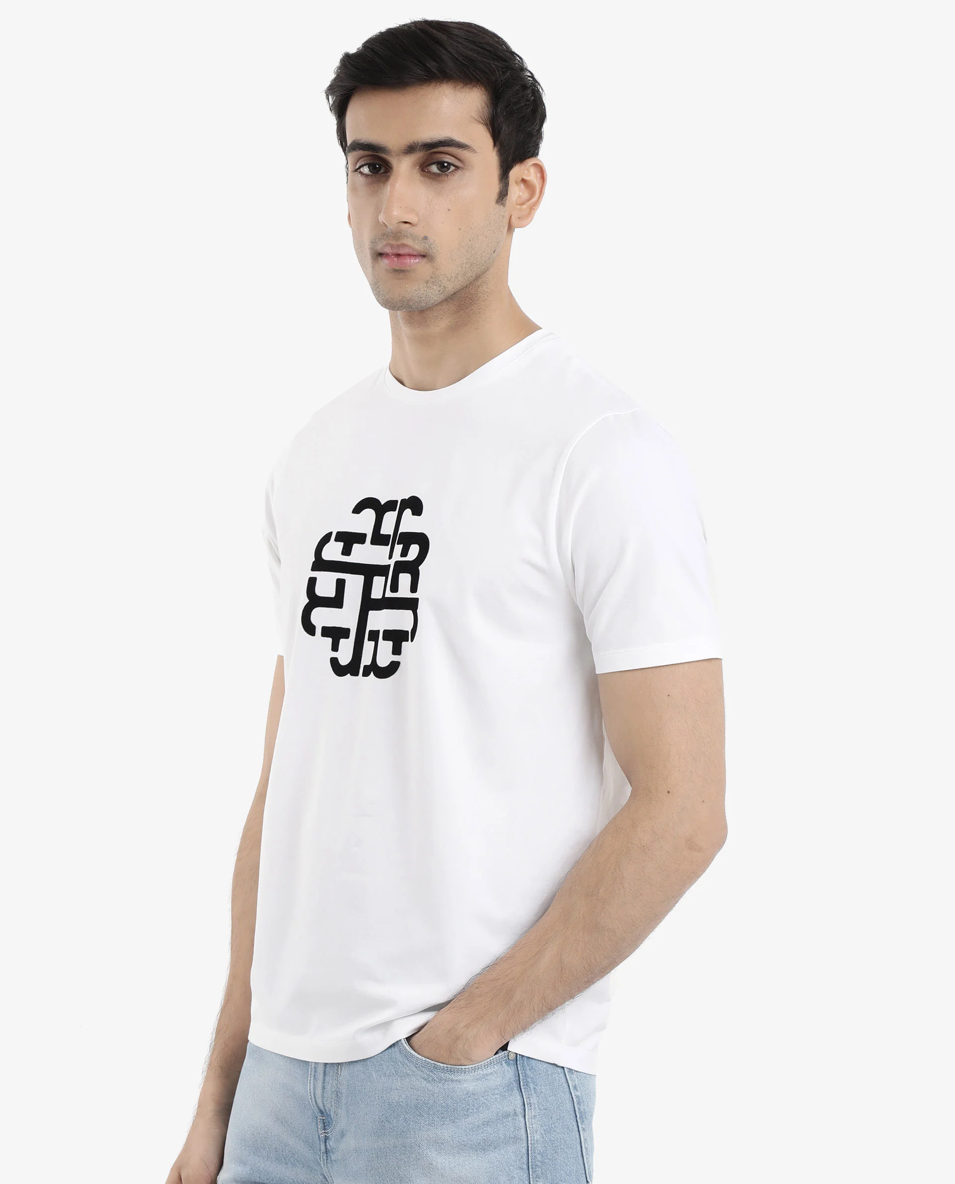Rare Rabbit Men's Toxy White Cotton Graphic Print Regular Fit Half Sleeve Crew Neck T-Shirt - Image 8