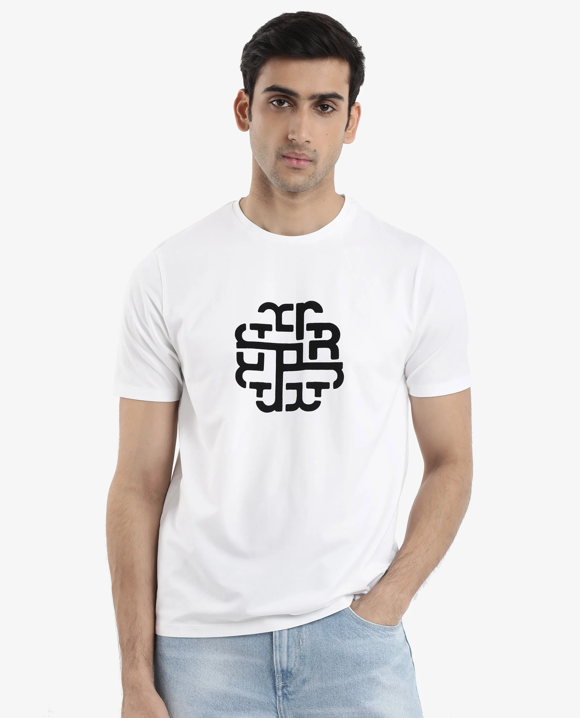 Rare Rabbit Men's Toxy White Cotton Graphic Print Regular Fit Half Sleeve Crew Neck T-Shirt - Image 9