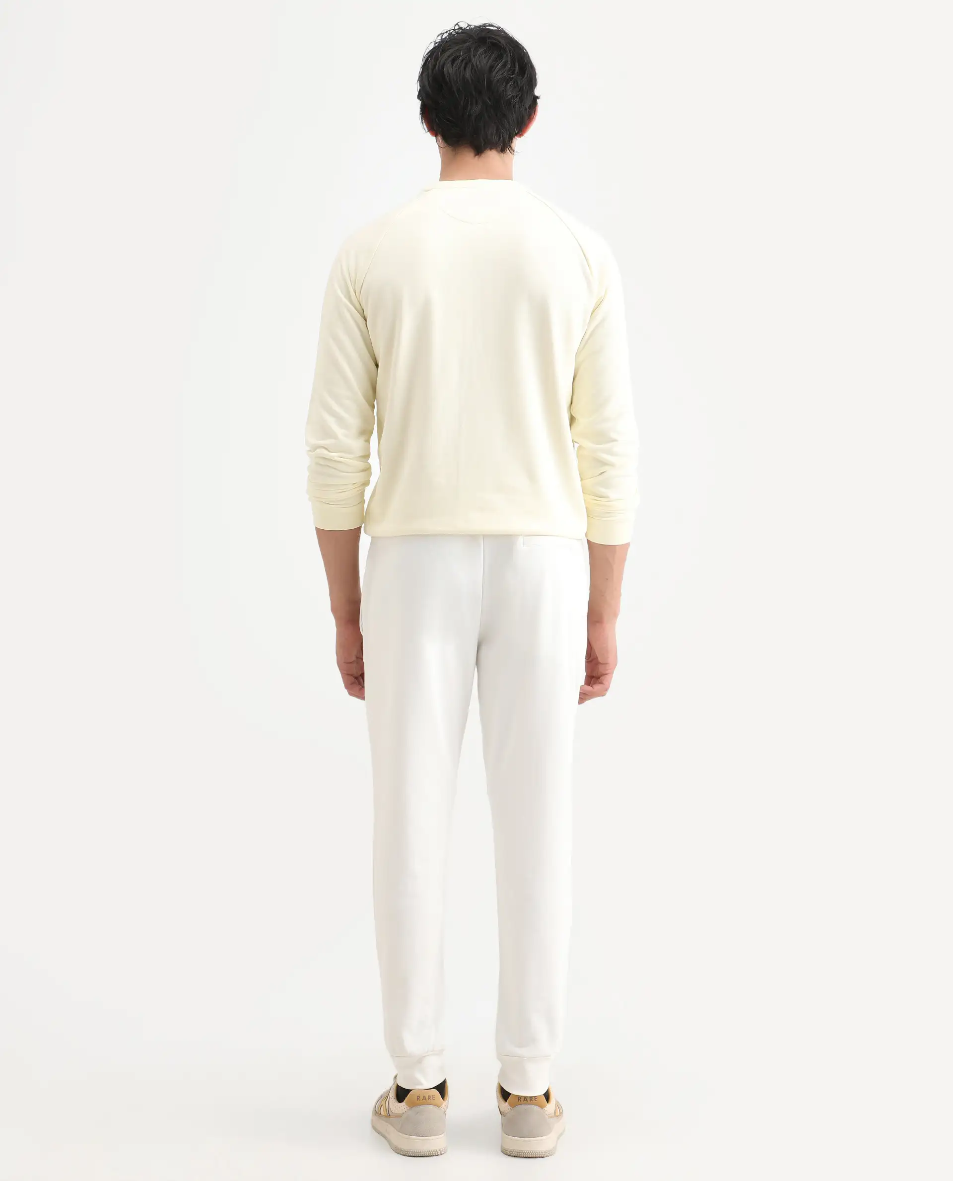 Rare Rabbit Men's Toyo Off White Cotton Plain Regular Fit Joggers - Image 7