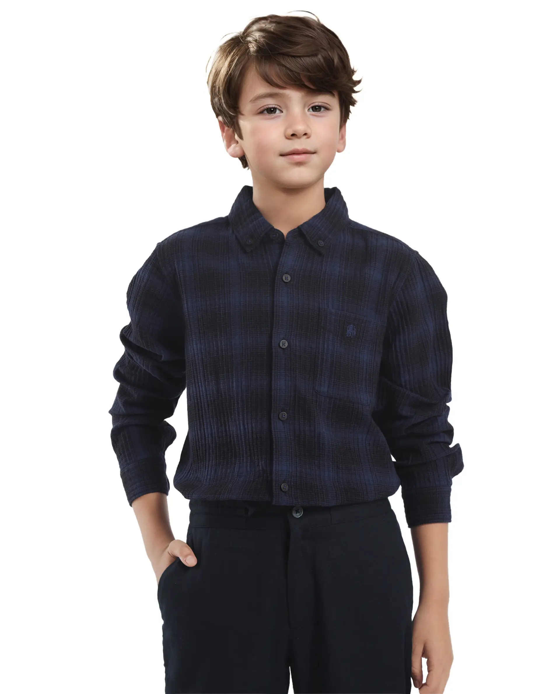 Rare Ones Kids Toyt Blue Cotton Full Sleeves Button Down Regular Fit Checked Shirt - Image 12