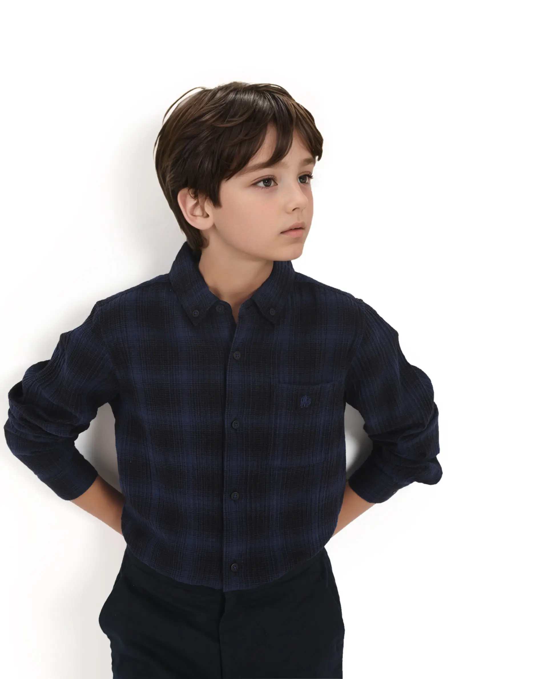 Rare Ones Kids Toyt Blue Cotton Full Sleeves Button Down Regular Fit Checked Shirt - Image 3