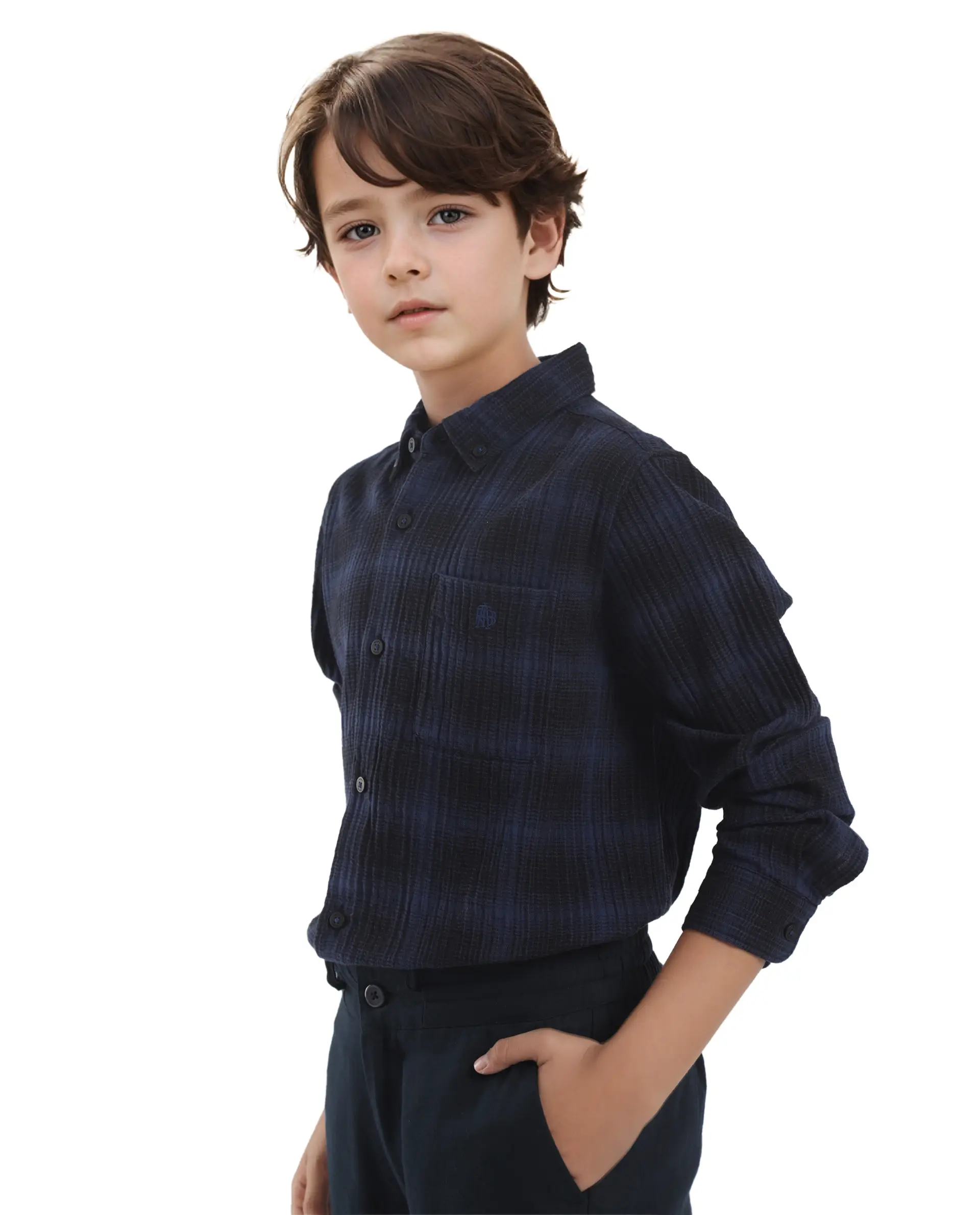 Rare Ones Kids Toyt Blue Cotton Full Sleeves Button Down Regular Fit Checked Shirt - Image 9