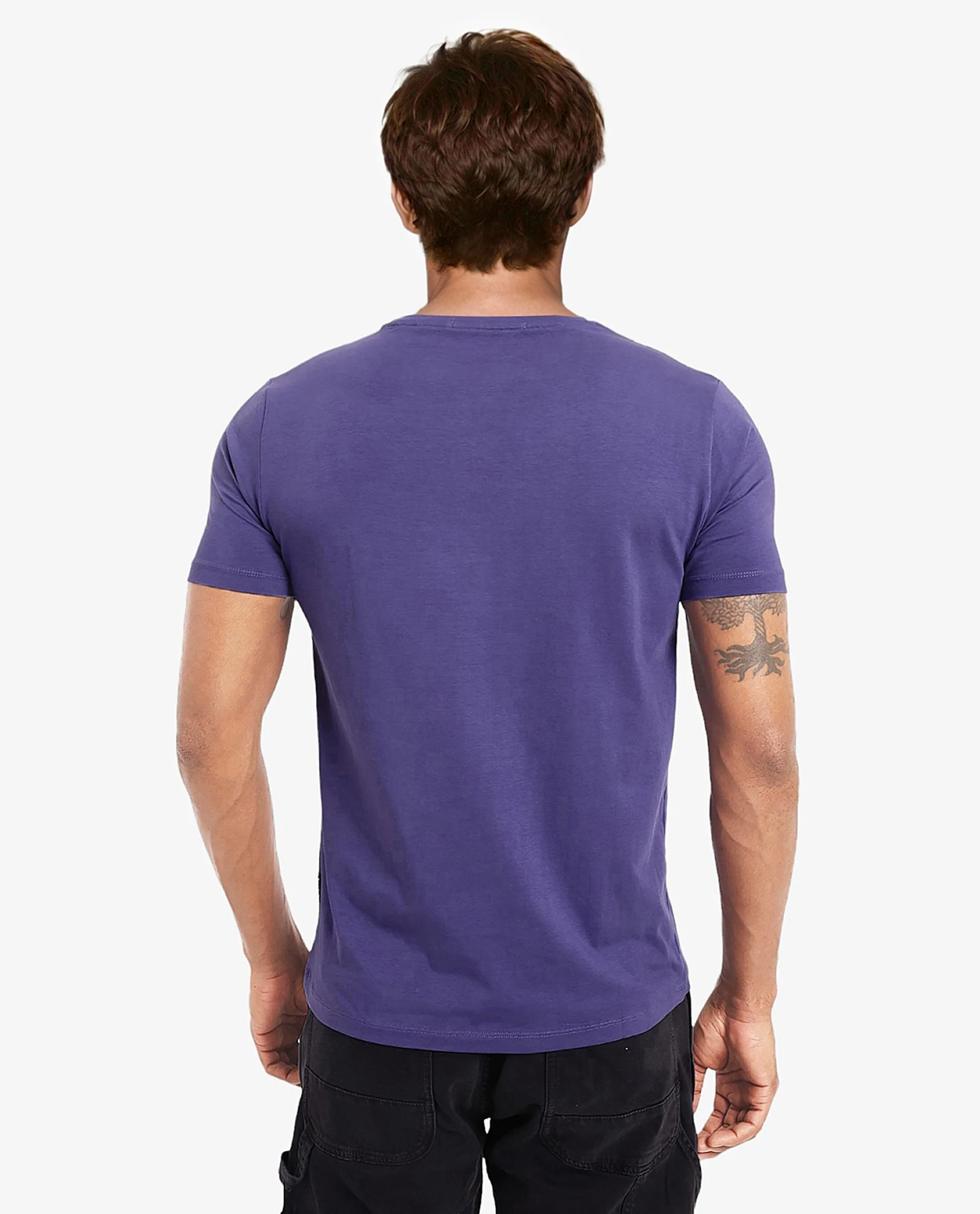 Rare Rabbit Men's Trace-1 Purple Cotton Blend Graphic Print Regular Fit Half Sleeve Crew Neck T-Shirt - Image 6