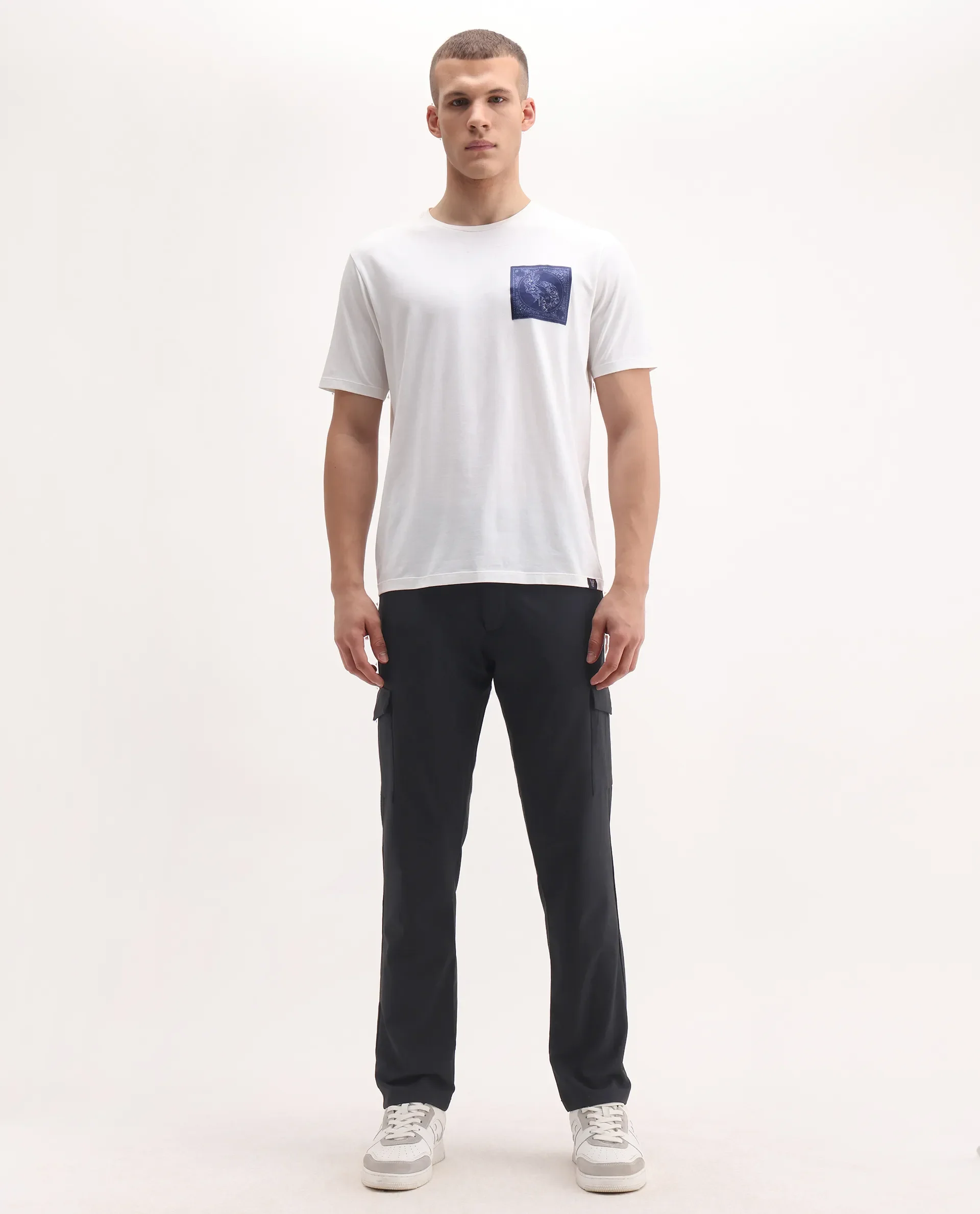 Rare Rabbit Men's Traco Black Cotton Plain Regular Fit Trouser - Image 4