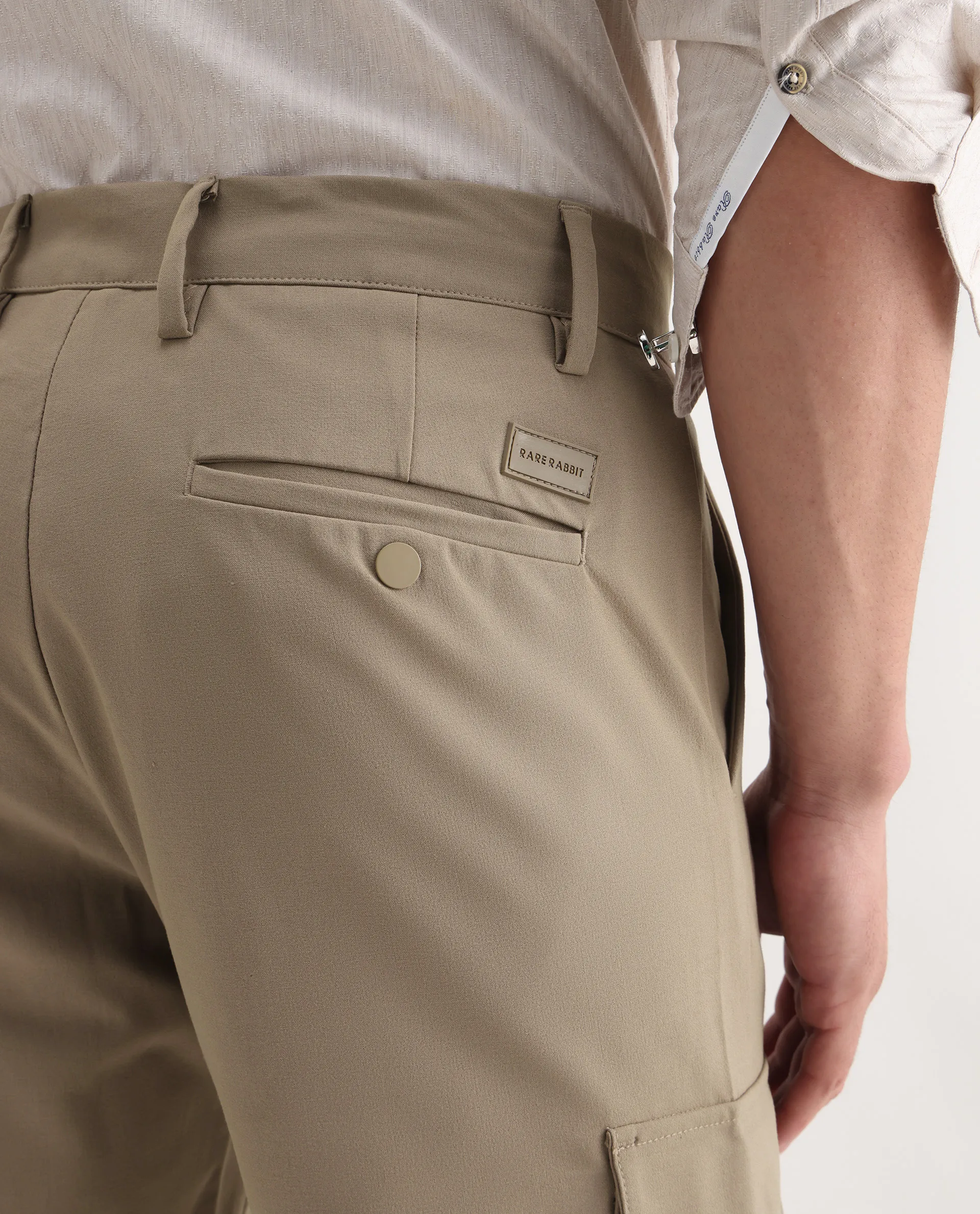 Rare Rabbit Men's Traco Dark Beige Cotton Plain Regular Fit Trouser - Image 6
