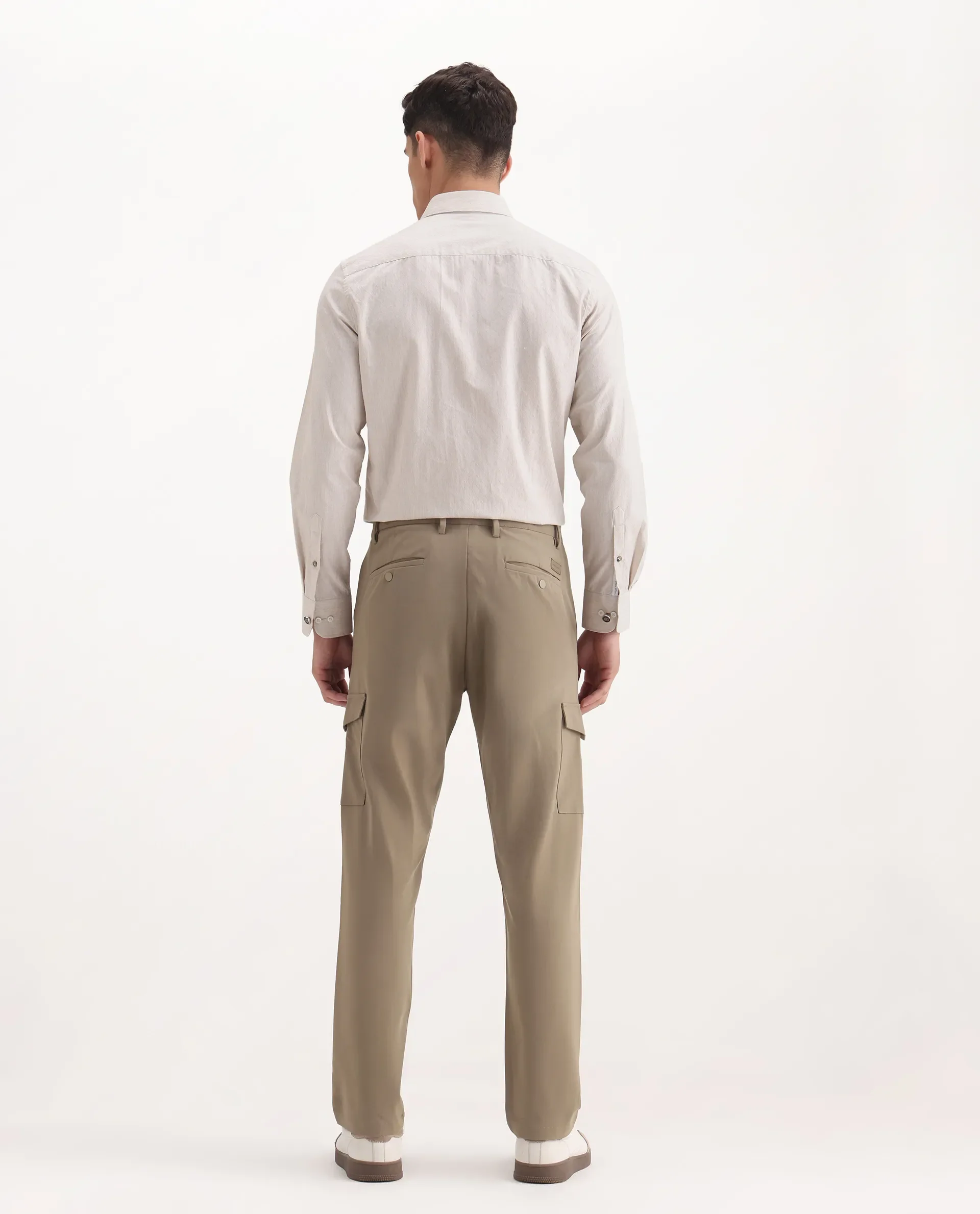 Rare Rabbit Men's Traco Dark Beige Cotton Plain Regular Fit Trouser - Image 8