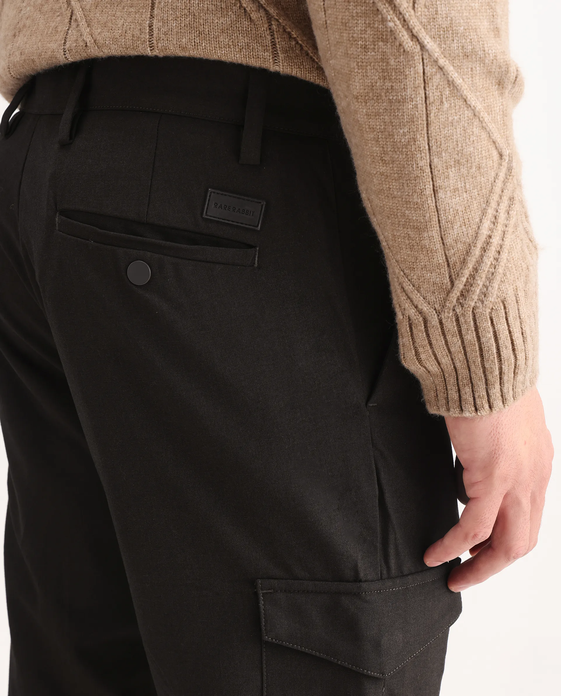 Rare Rabbit Men's Traco Dark Brown Cotton Plain Regular Fit Trouser - Image 6