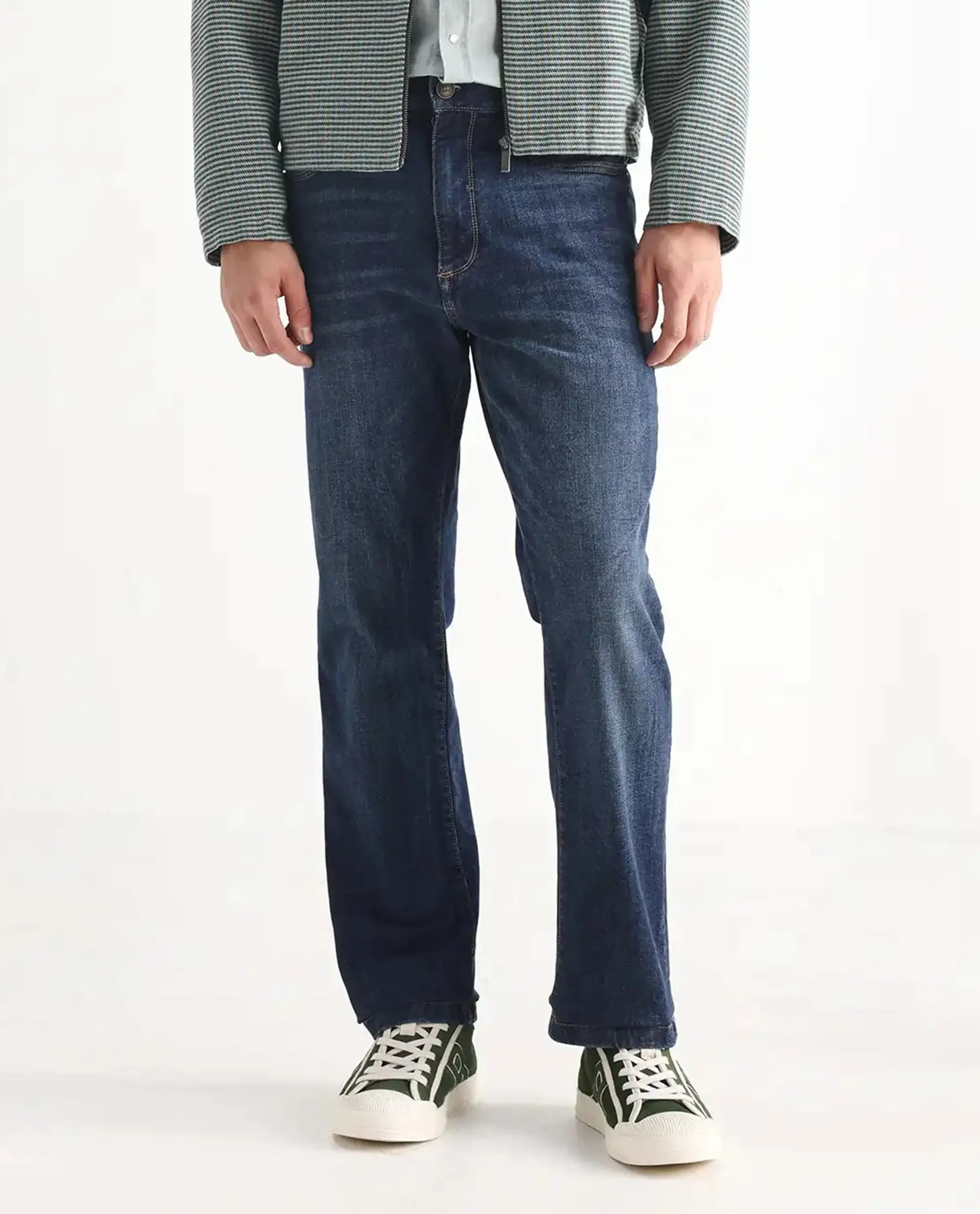 Rare Rabbit Men's Train Fluorescent Blue Cotton Blend Plain Morris Regular Fit Jeans - Image 10