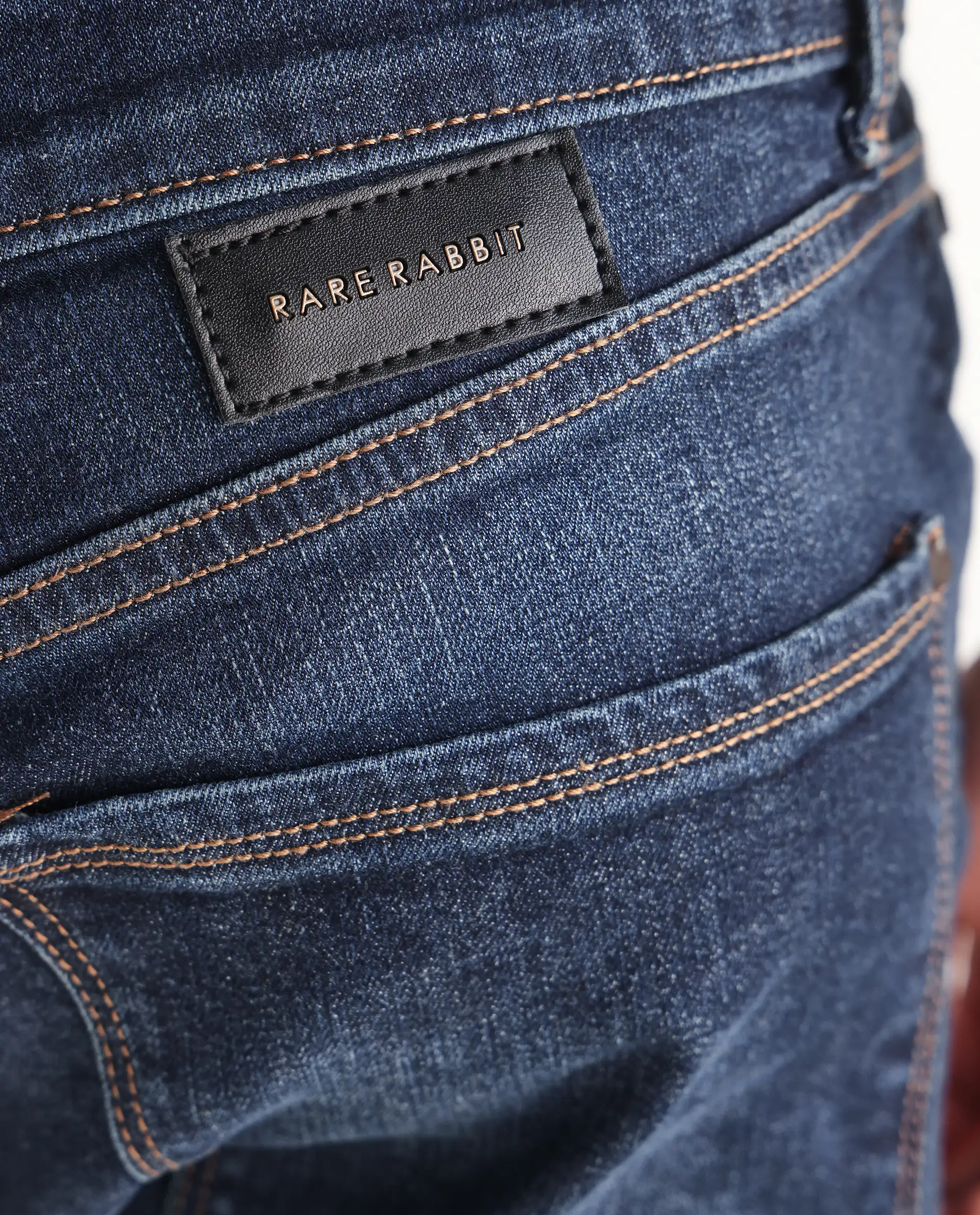 Rare Rabbit Men's Train Fluorescent Blue Cotton Blend Plain Morris Regular Fit Jeans - Image 4