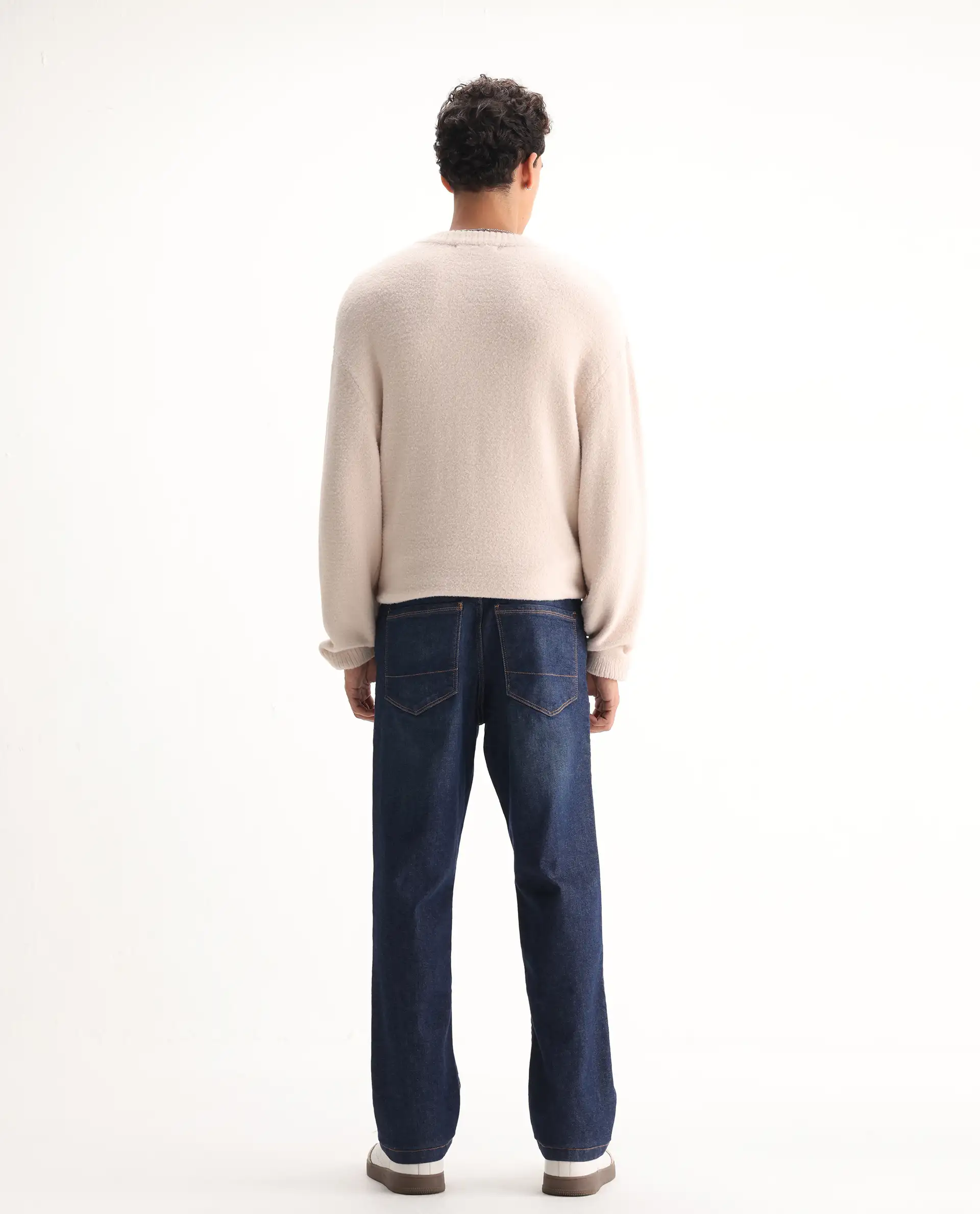 Rare Rabbit Men's Traingle Blue Cotton Blend Plain Morris Regular Fit Jeans - Image 9