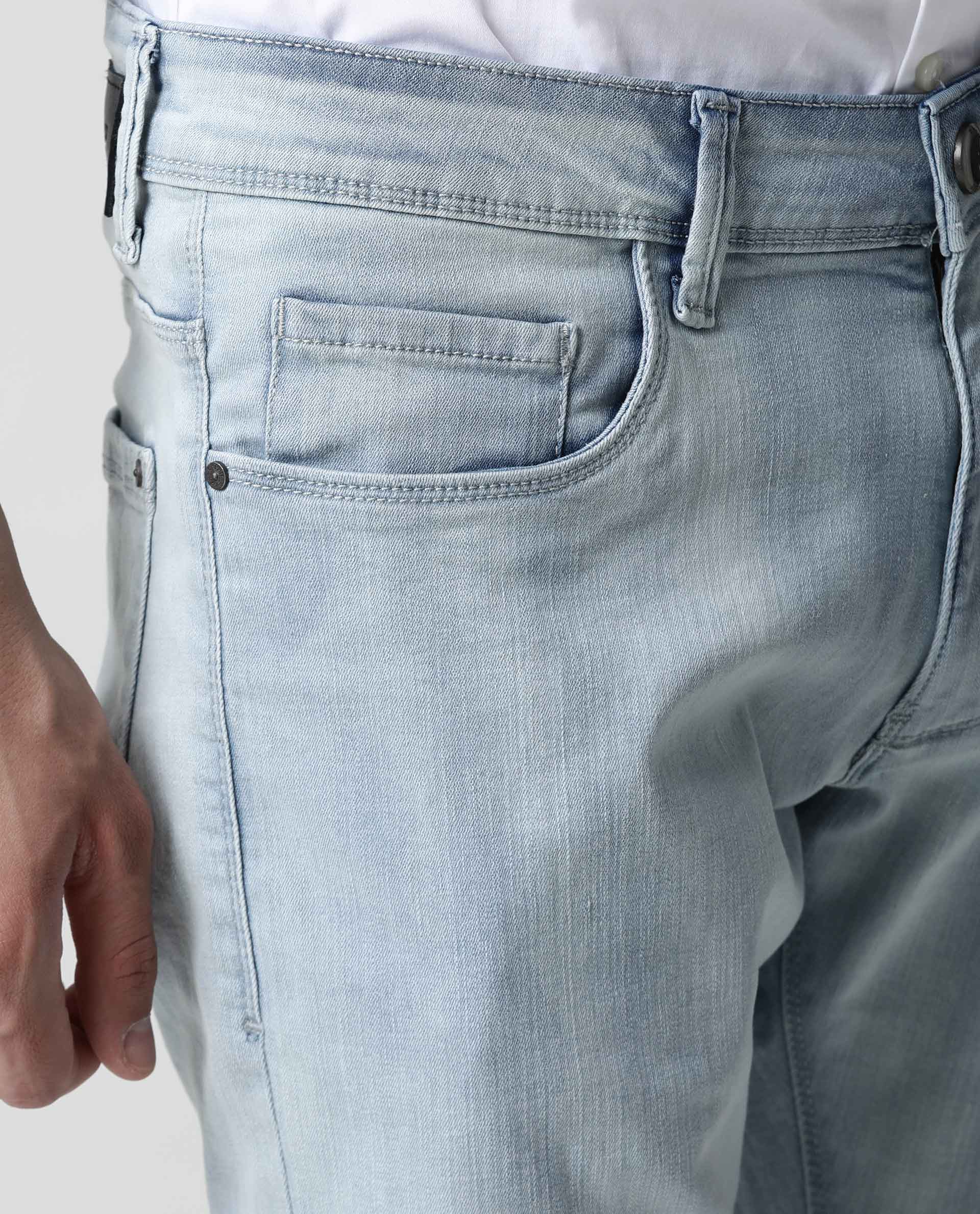 Rare Rabbit Men's Tram Blue Cotton Plain Hawk Slim Fit Jeans - Image 2