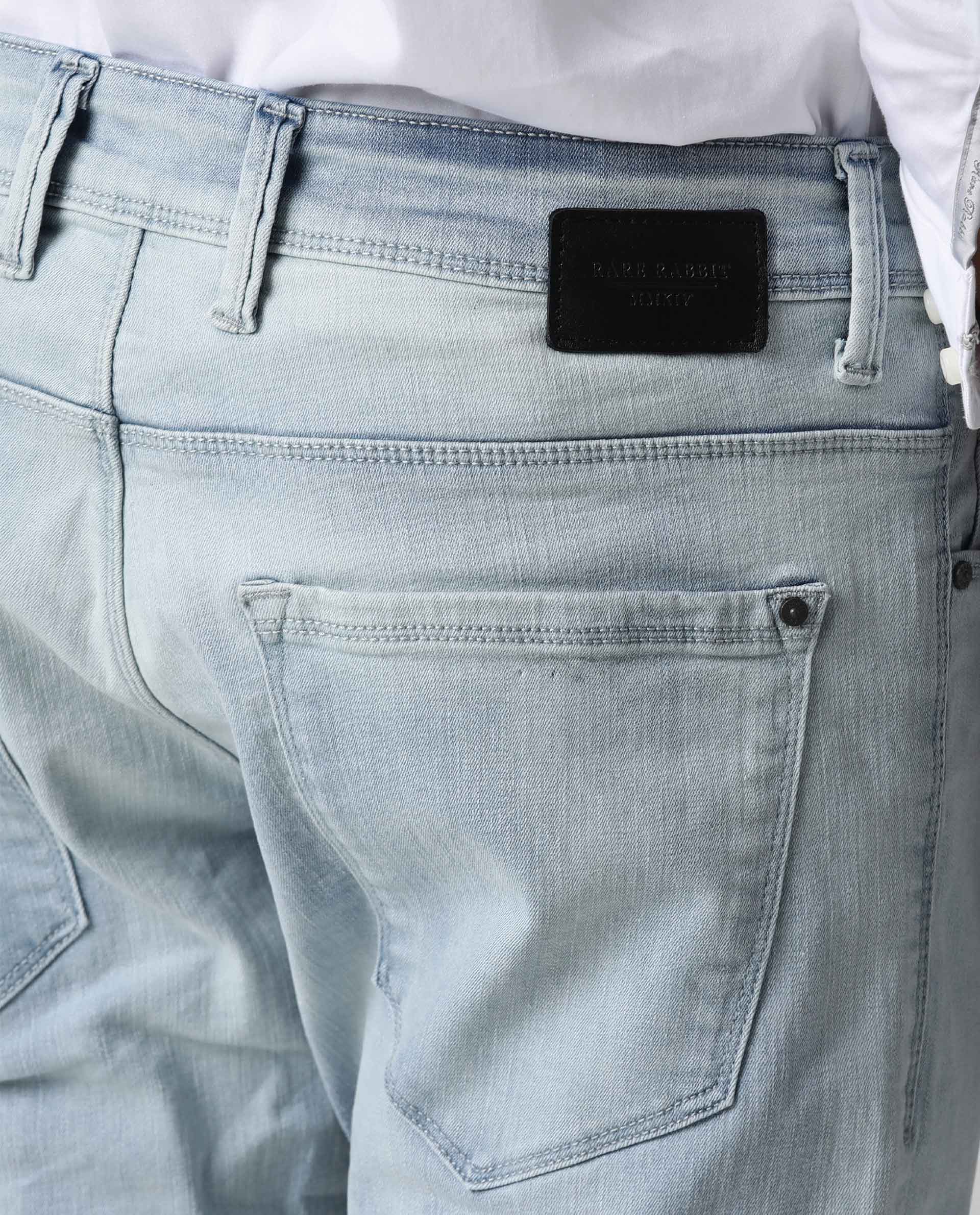 Rare Rabbit Men's Tram Blue Cotton Plain Hawk Slim Fit Jeans - Image 9