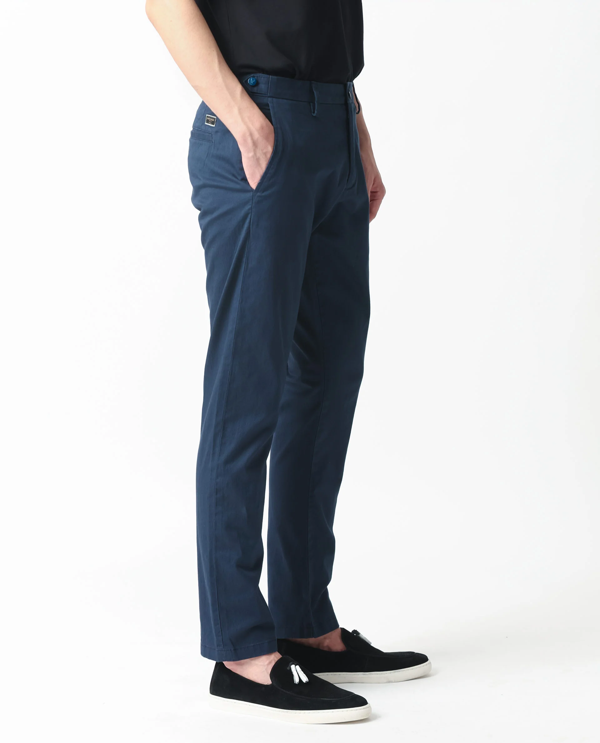 Rare Rabbit Men's Trans Navy Cotton Plain Regular Fit Trouser - Image 6