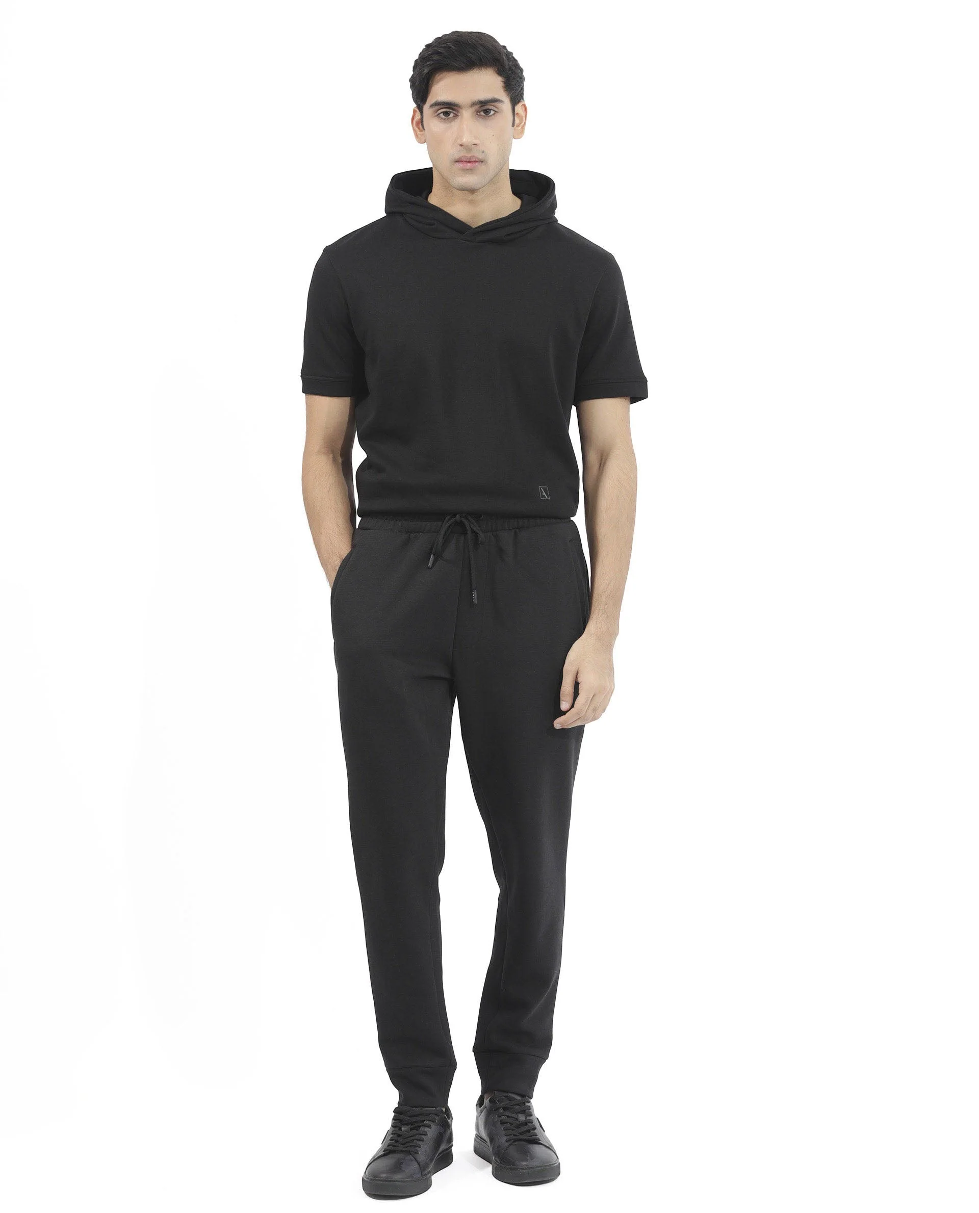 Rare Rabbit Mens Trant Black Joggers Mid Rise Solid - Image 3