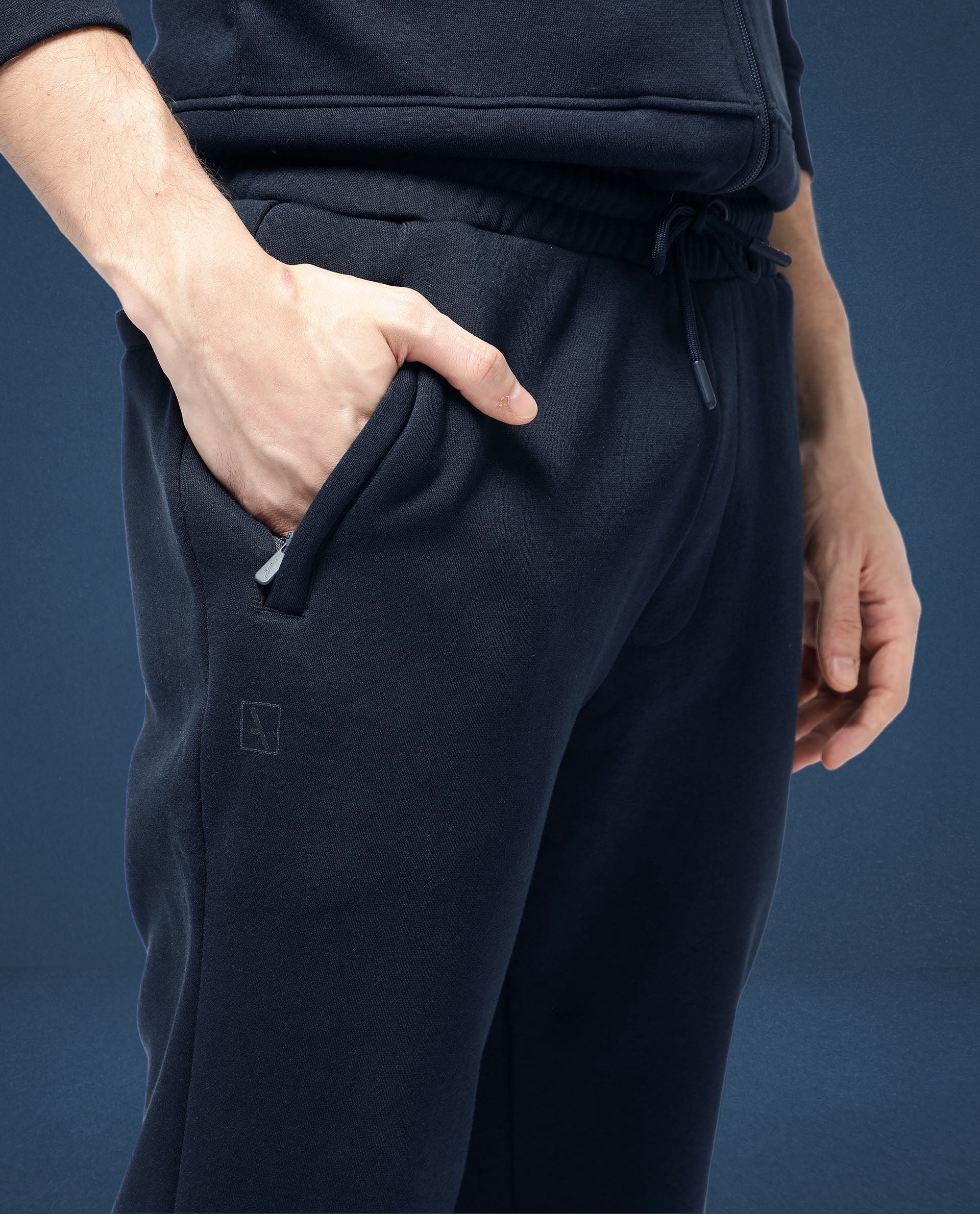 Rare Rabbit Mens Trant Navy Joggers Mid Rise Solid - Image 3