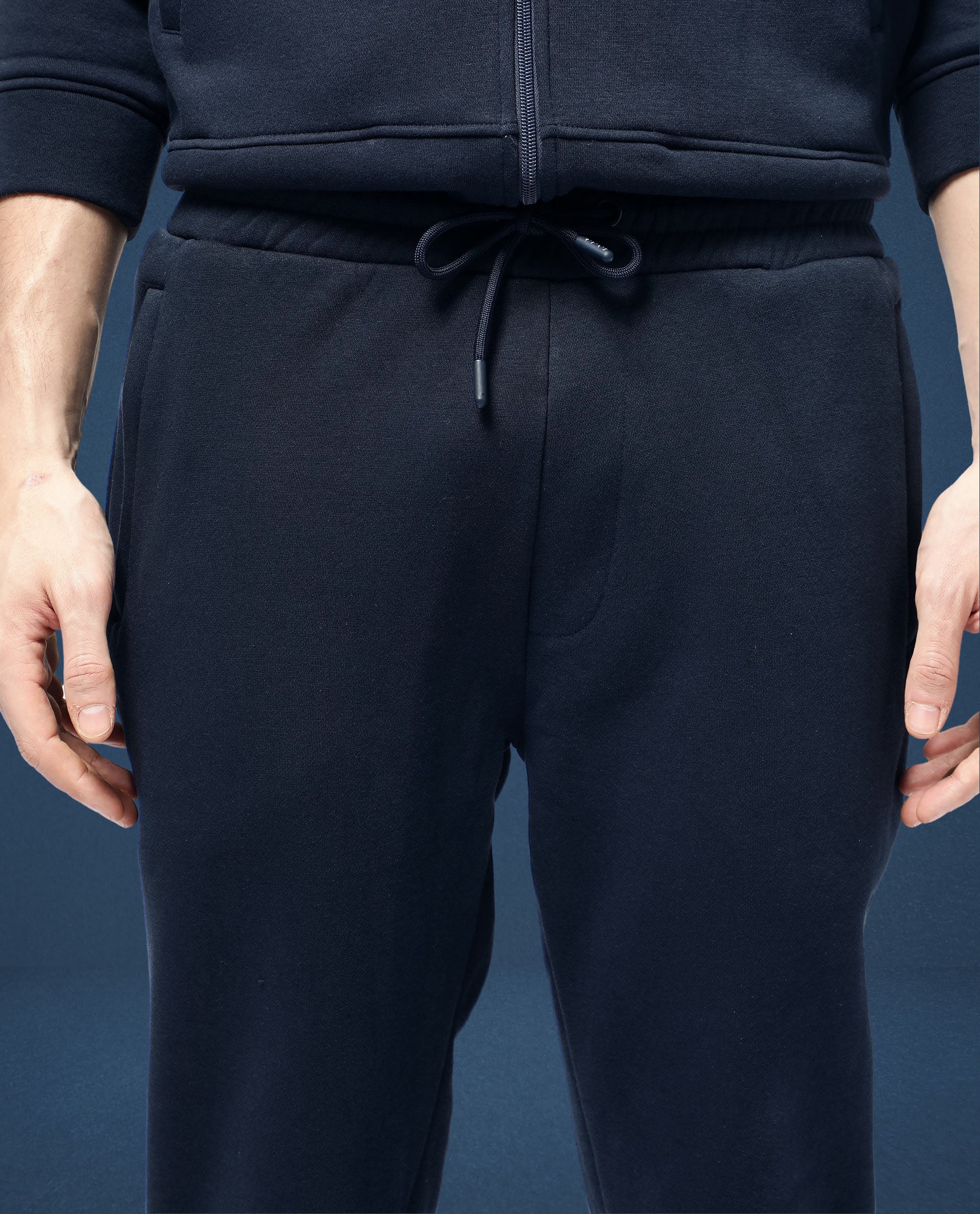 Rare Rabbit Mens Trant Navy Joggers Mid Rise Solid - Image 5
