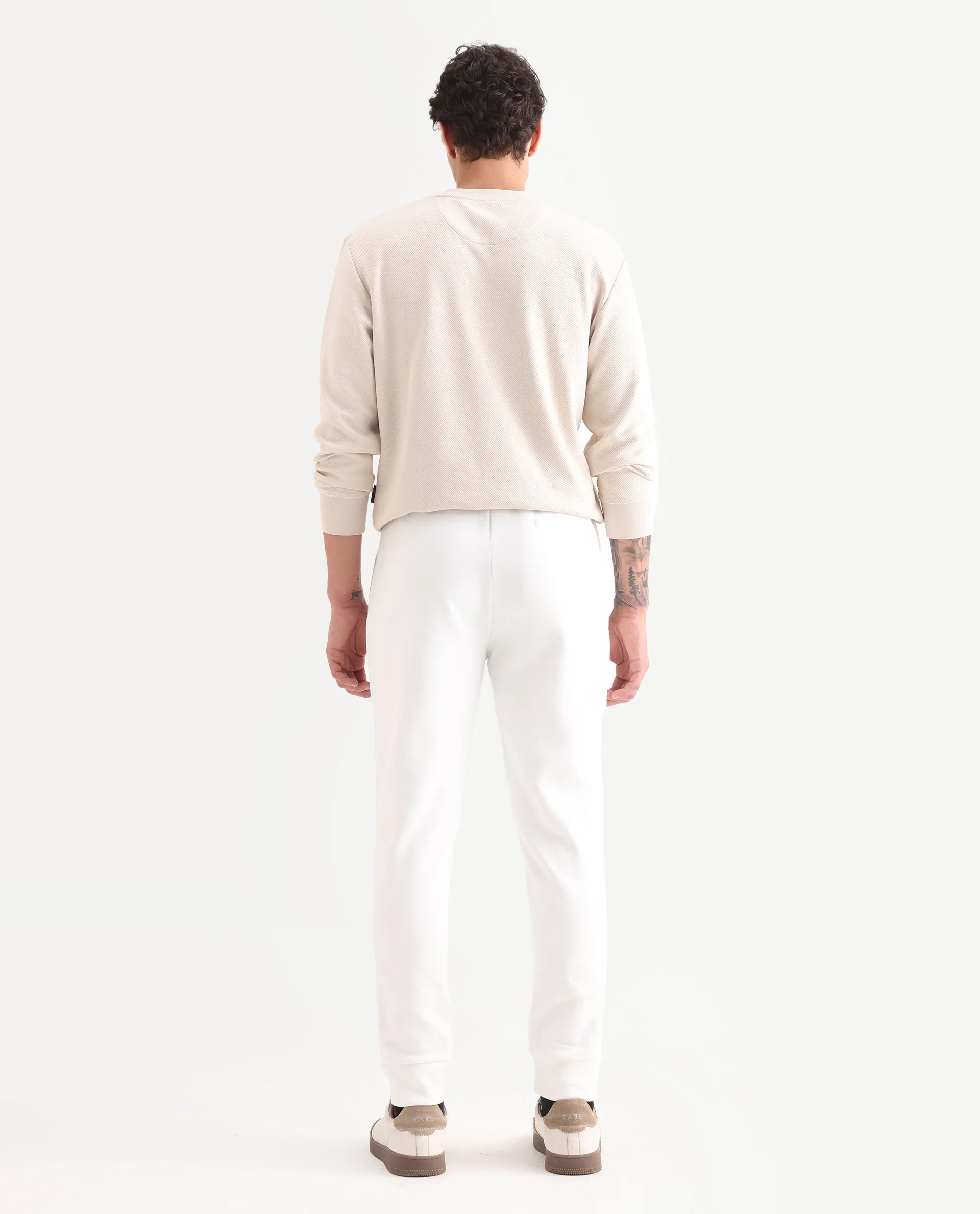 Rare Rabbit Mens Trant Off White Joggers Mid Rise Solid - Image 8