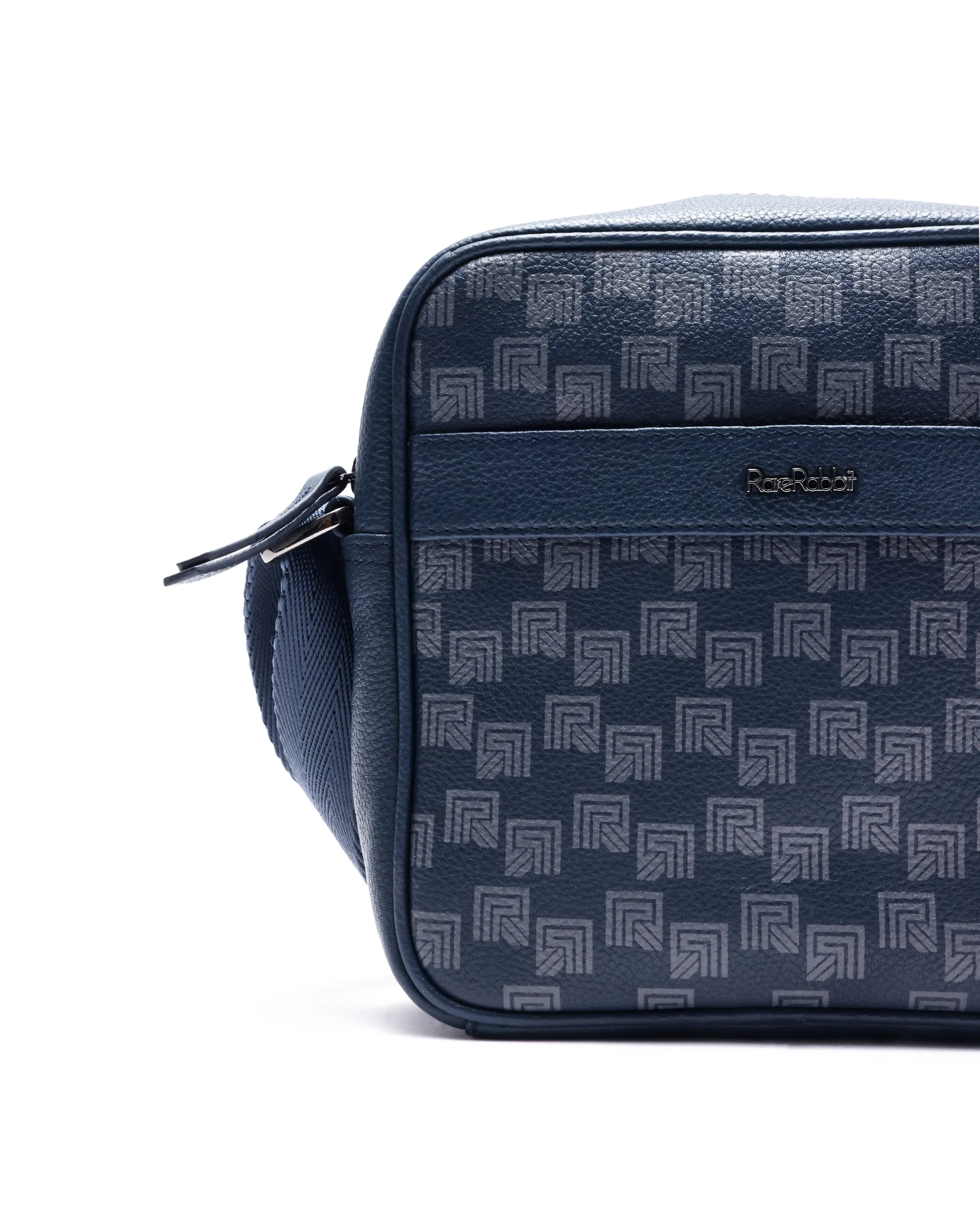 Rare Rabbit Men's Trav Blue Monogram Print Crossbody Bag - Image 3