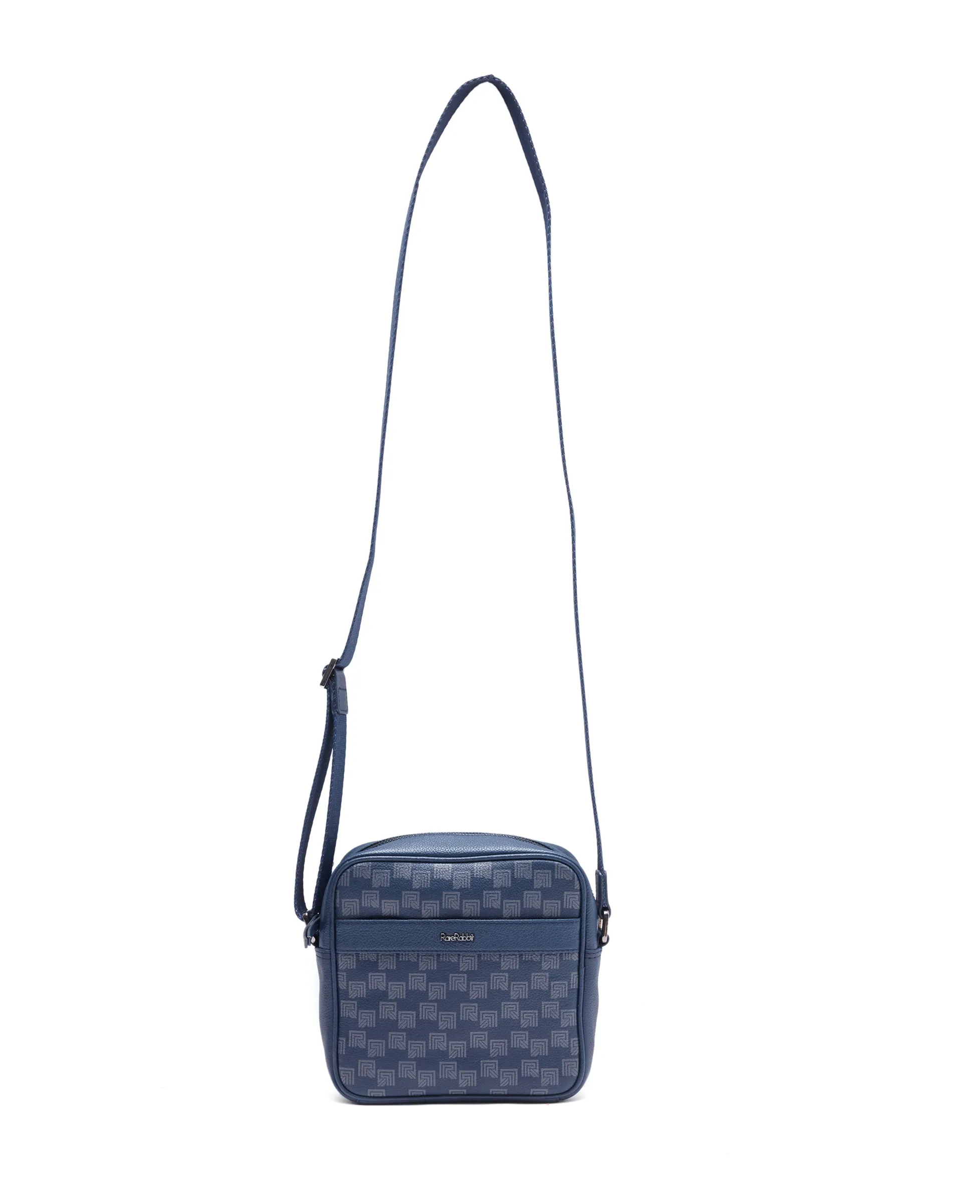 Rare Rabbit Men's Trav Blue Monogram Print Crossbody Bag - Image 6