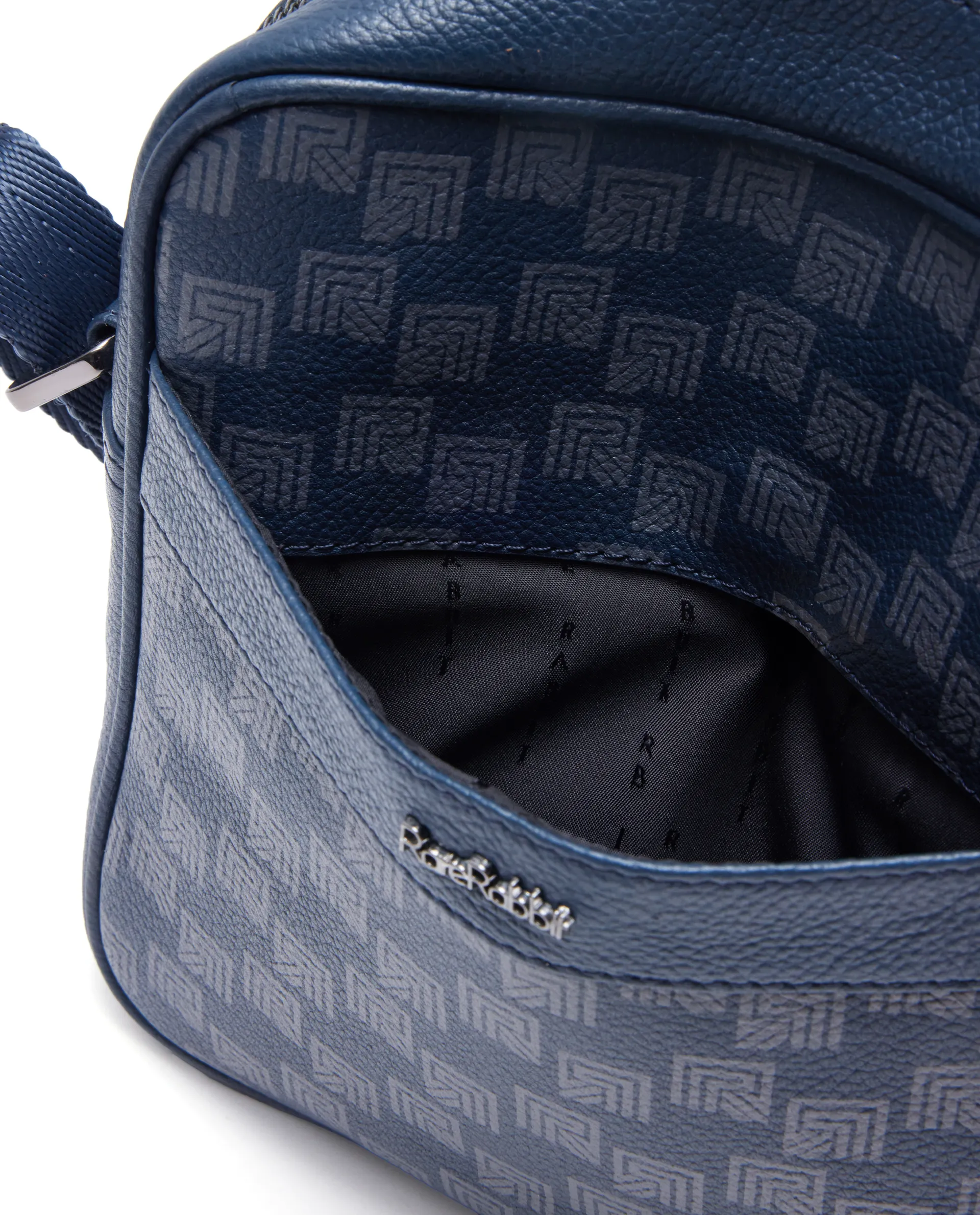 Rare Rabbit Men's Trav Blue Monogram Print Crossbody Bag - Image 8