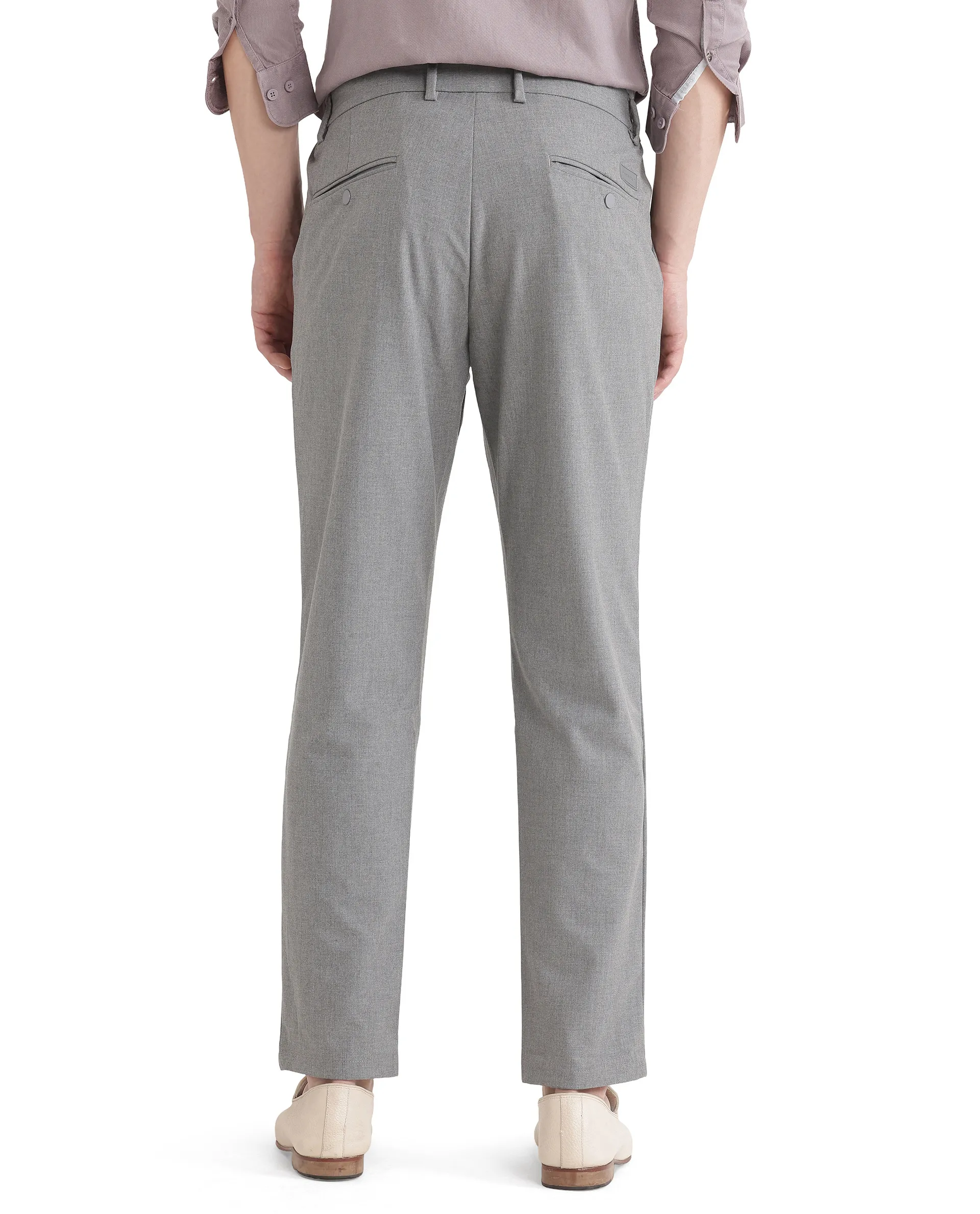 Rare Rabbit Men's Travel 11 Grey Polyester Blend Plain Regular Fit Trouser - Image 7