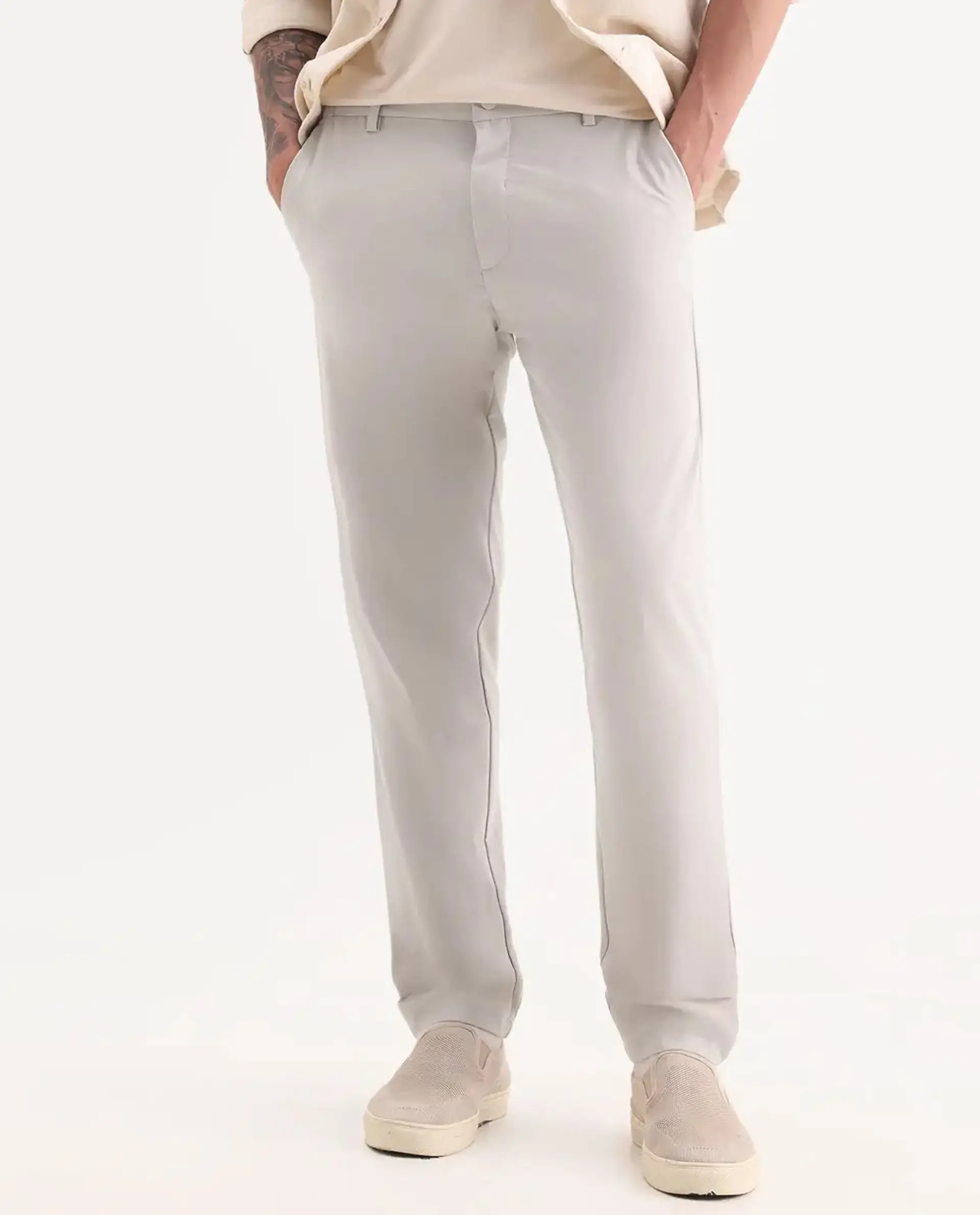 Rare Rabbit Men's Travel-11 Light Beige Polyester Blend Plain Regular Fit Trouser - Image 10