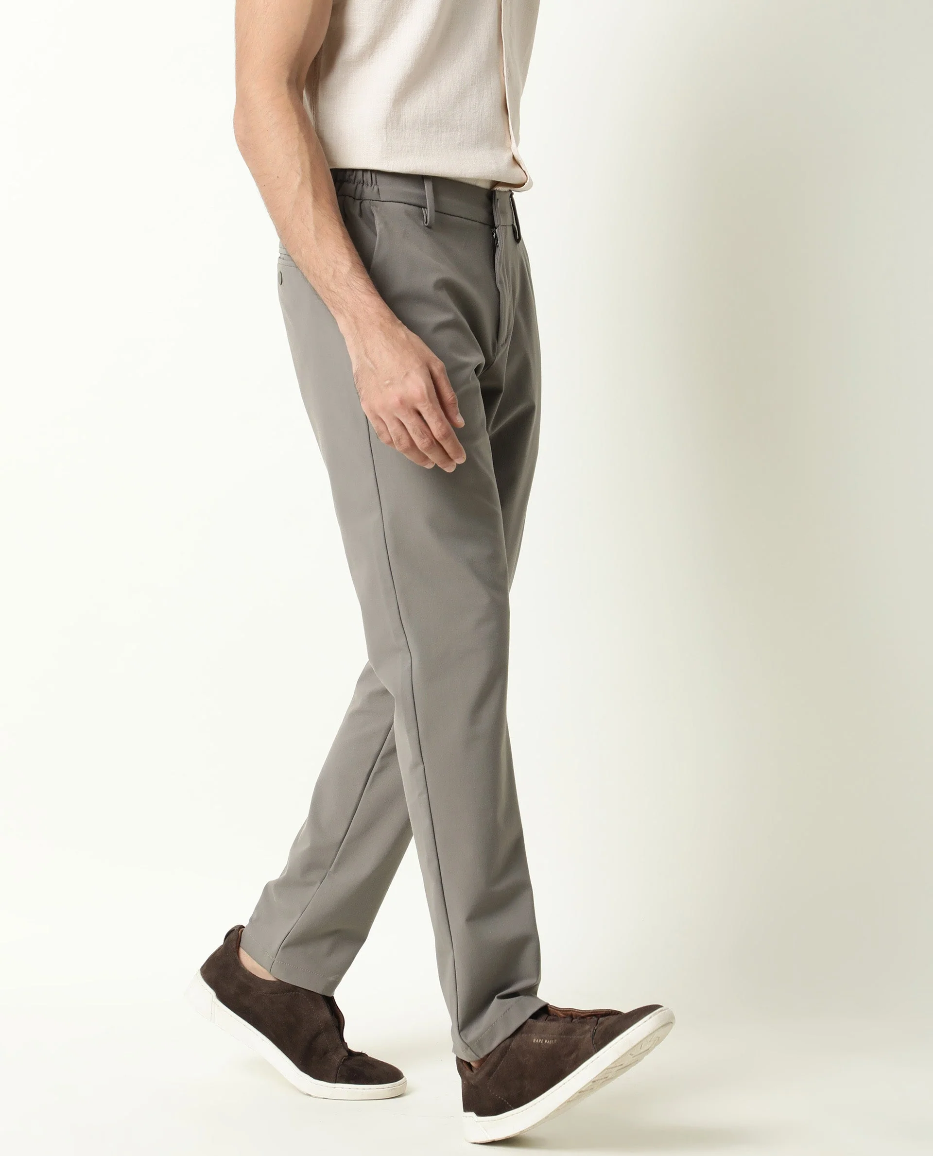 Rare Rabbit Men's Travel-22 Khaki Trouser Polyester Viscose Fabric Button & Zip Closure Slim Fit - Image 2
