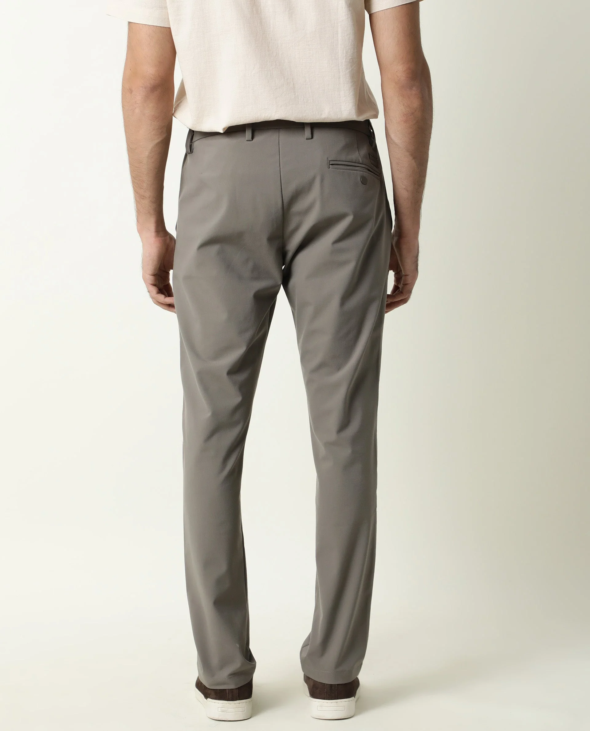 Rare Rabbit Men's Travel-22 Khaki Trouser Polyester Viscose Fabric Button & Zip Closure Slim Fit - Image 3