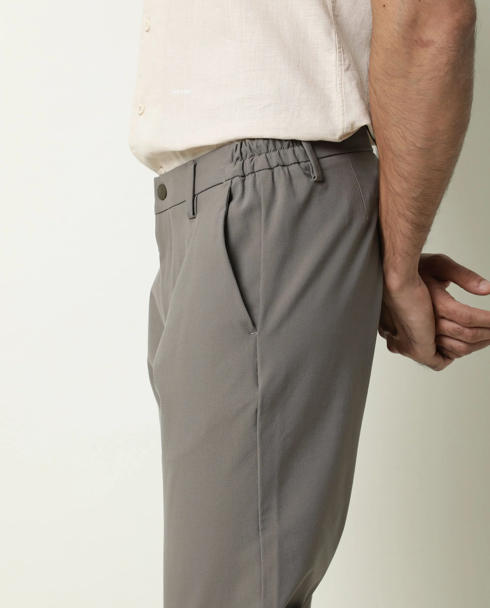 Rare Rabbit Men's Travel-22 Khaki Trouser Polyester Viscose Fabric Button & Zip Closure Slim Fit - Image 7