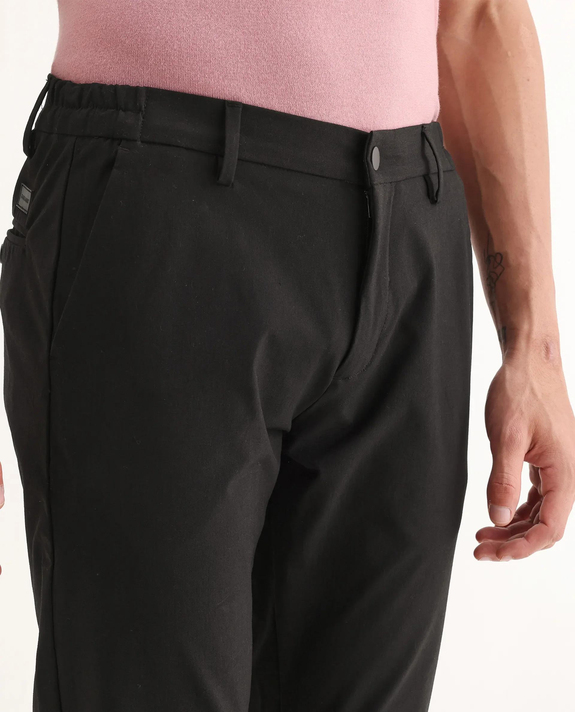 Rare Rabbit Men's Travel-22 Maroon Polyester Viscose Fabric Button & Zip Closure Slim Fit Trouser - Image 3