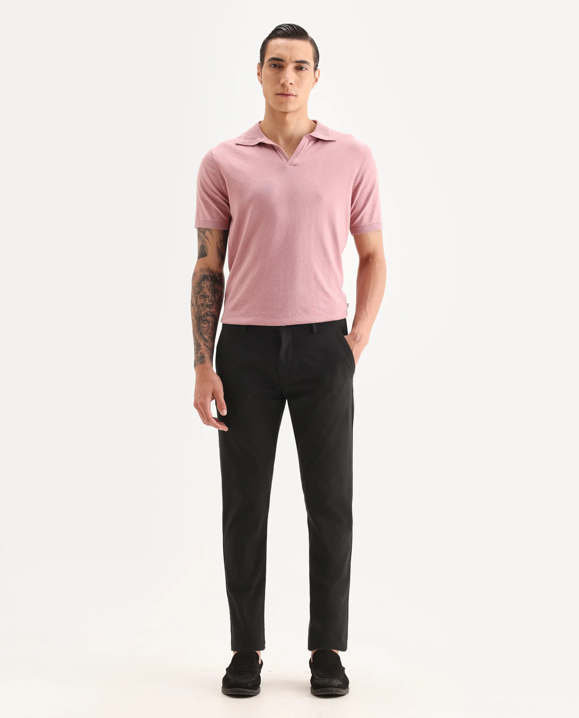Rare Rabbit Men's Travel-22 Maroon Polyester Viscose Fabric Button & Zip Closure Slim Fit Trouser - Image 4