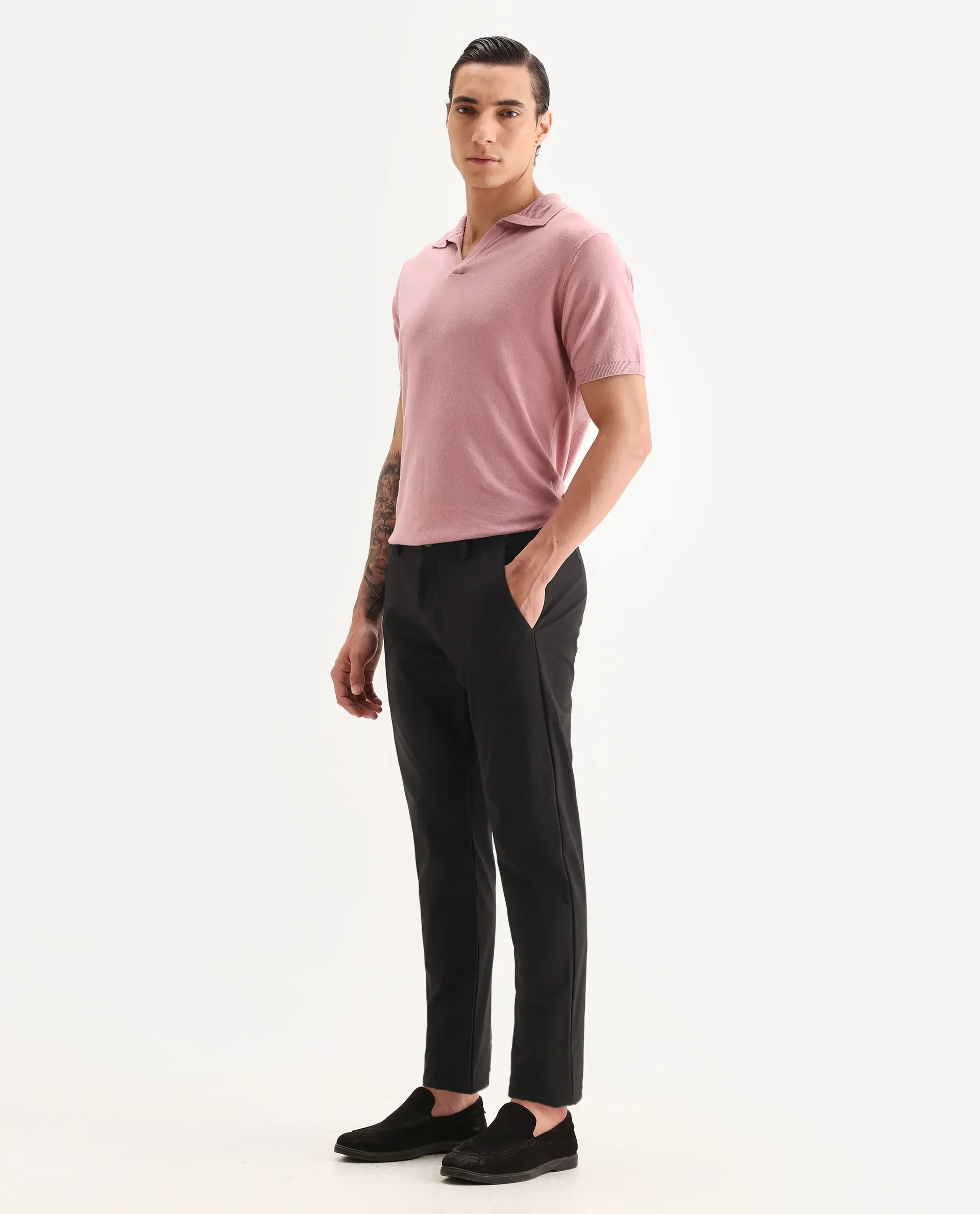 Rare Rabbit Men's Travel-22 Maroon Polyester Viscose Fabric Button & Zip Closure Slim Fit Trouser - Image 5