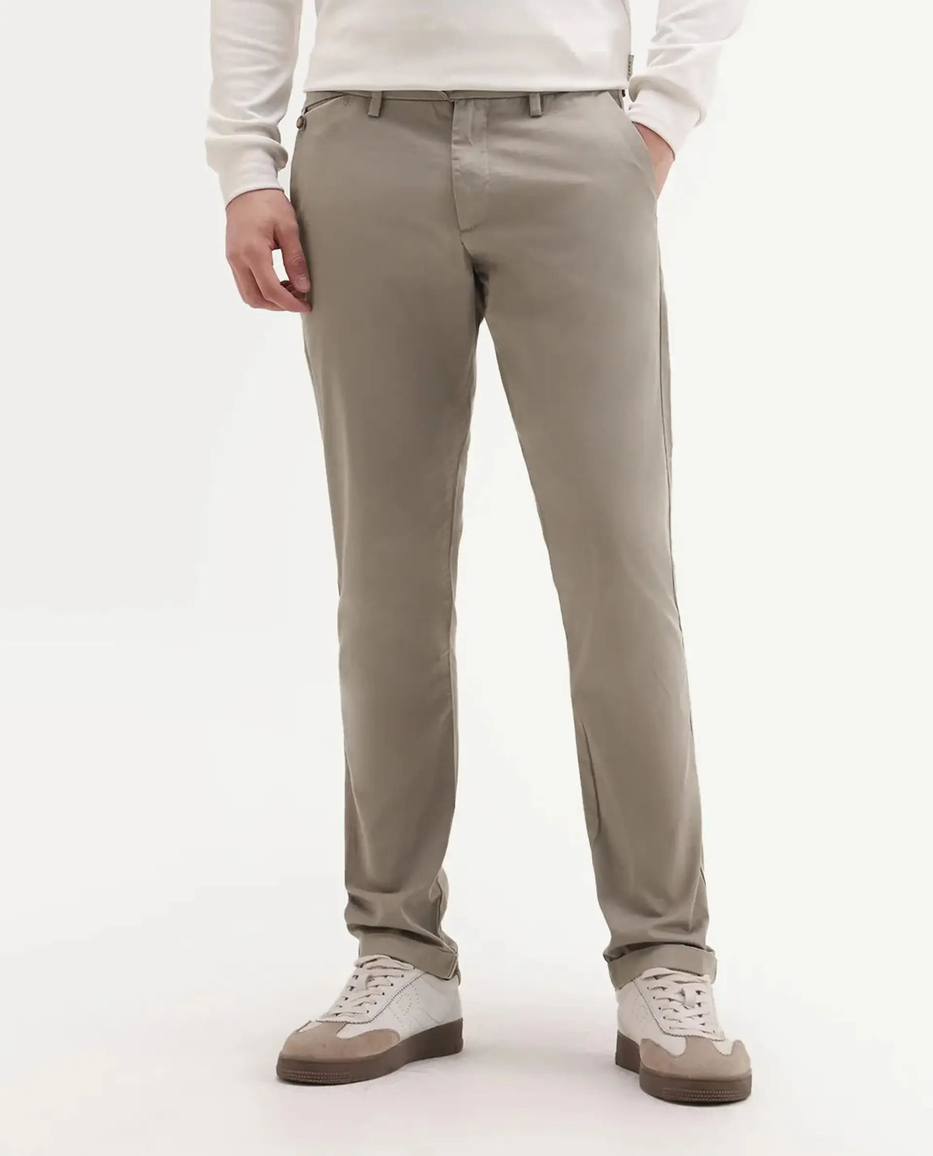 Rare Rabbit Men's Travel-24 Dark Beige Poly Viscose Lycra Fabric Blend Regular Fit Solid Trousers - Image 9