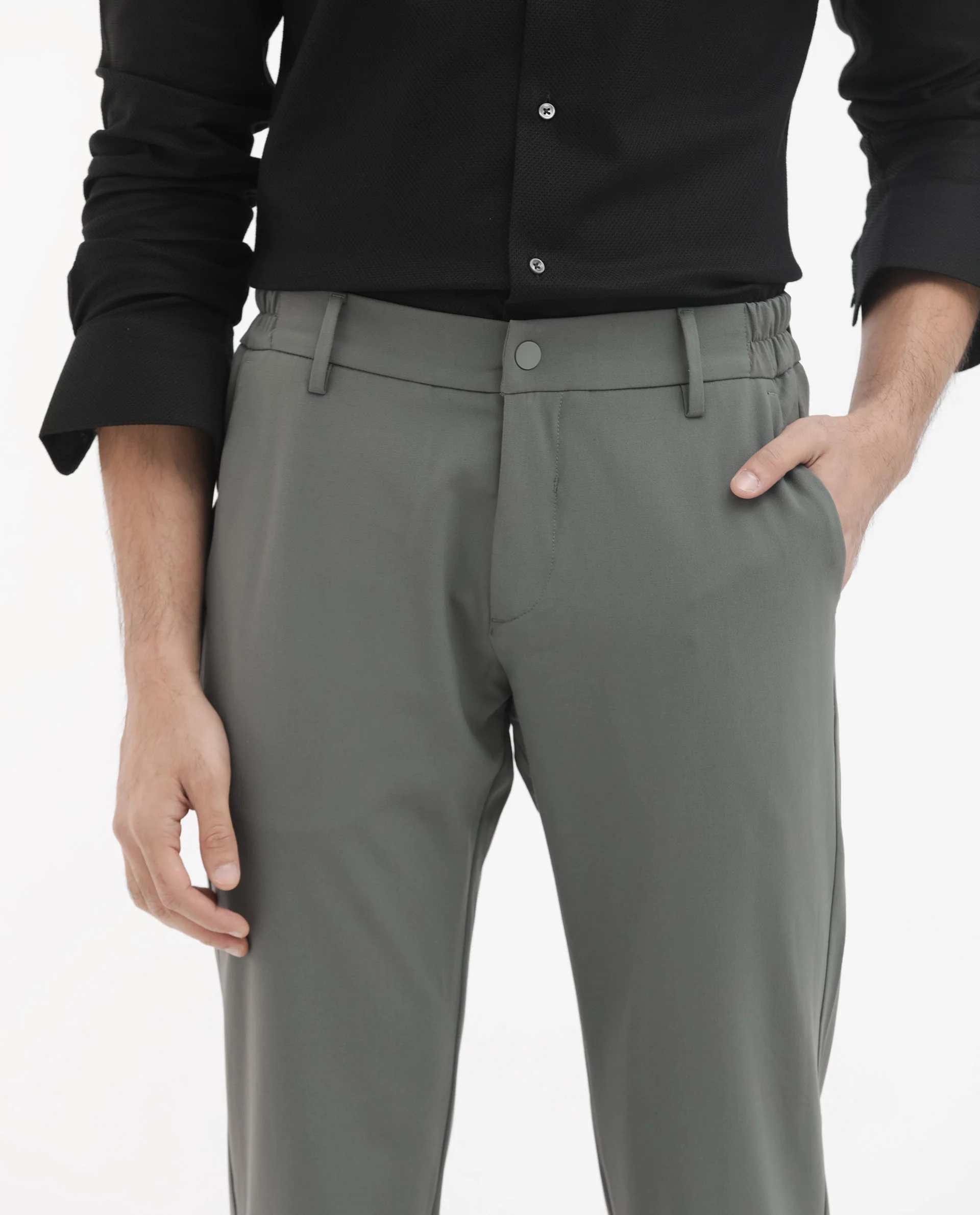 Rare Rabbit Men's Travel-24 Green Poly Viscose Lycra Fabric Blend Solid Trousers - Image 6