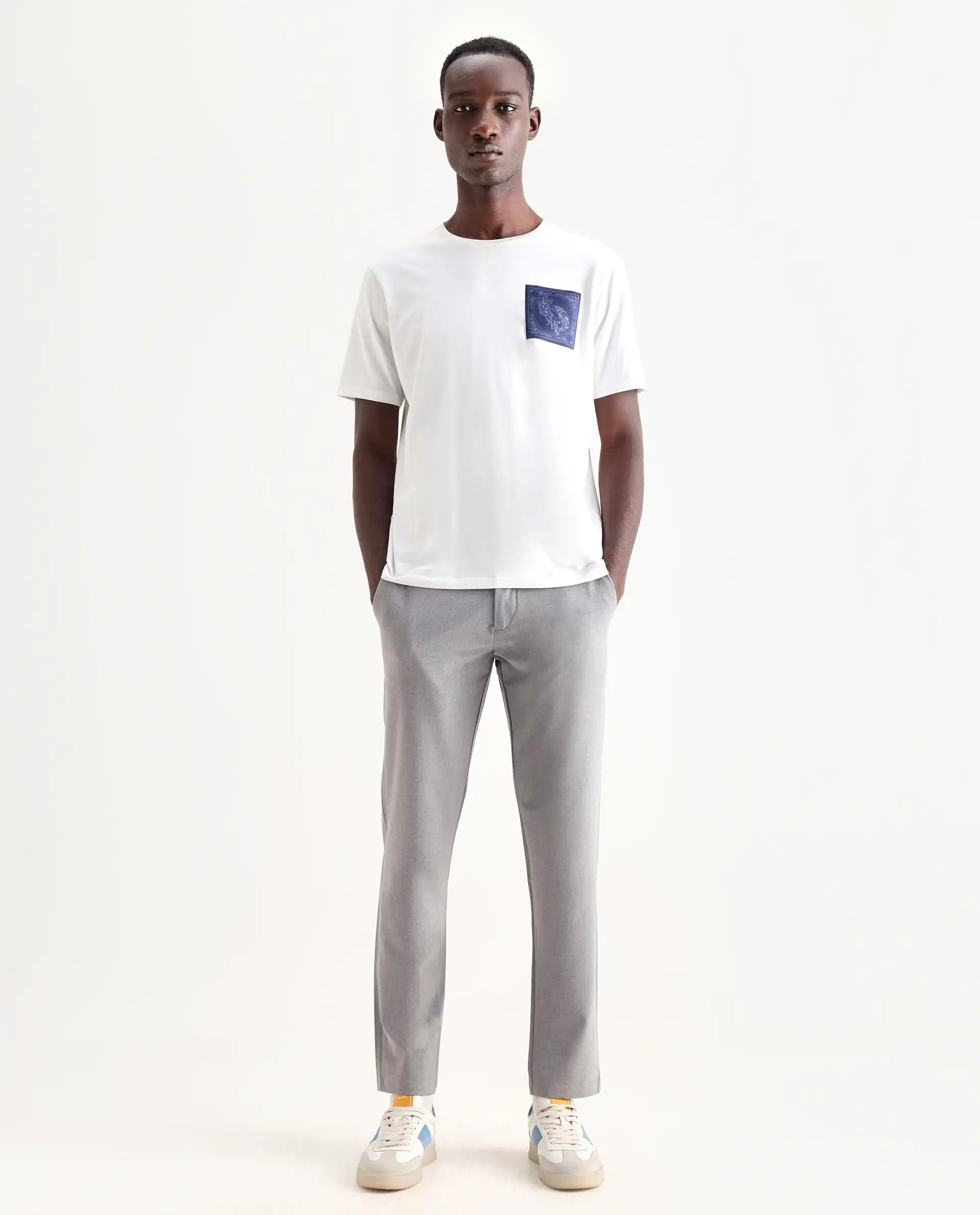 Rare Rabbit Men's Travel-24 Grey Poly Viscose Lycra Fabric Blend Solid Trousers - Image 4