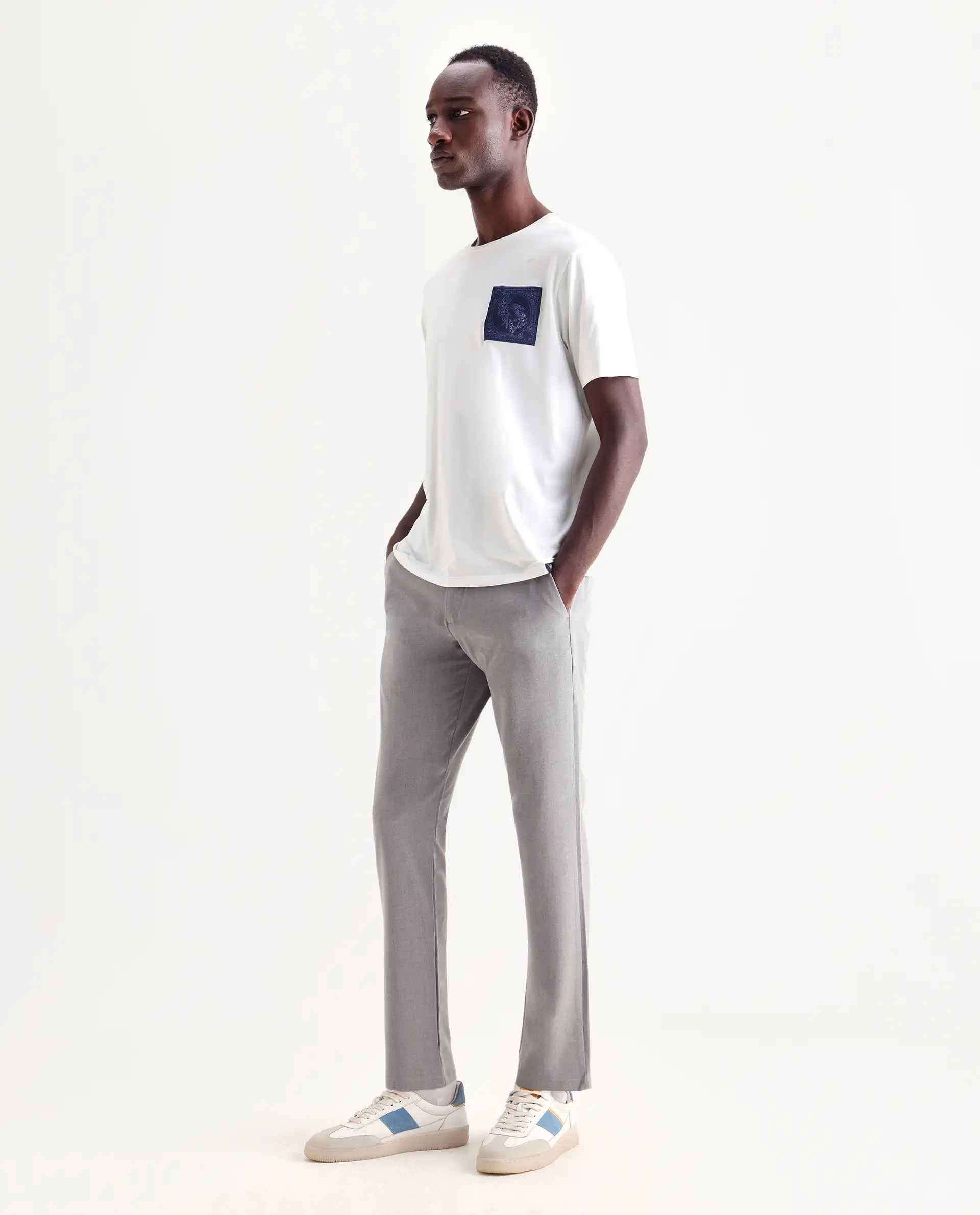 Rare Rabbit Men's Travel-24 Grey Poly Viscose Lycra Fabric Blend Solid Trousers - Image 5