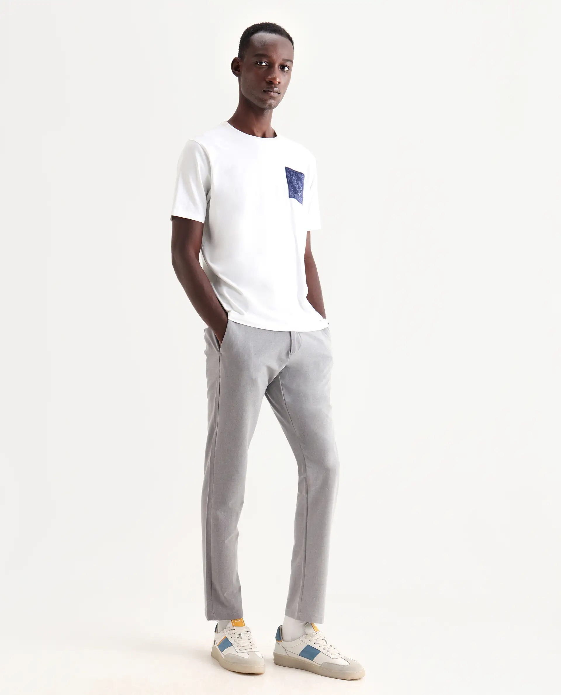 Rare Rabbit Men's Travel-24 Grey Poly Viscose Lycra Fabric Blend Solid Trousers - Image 6