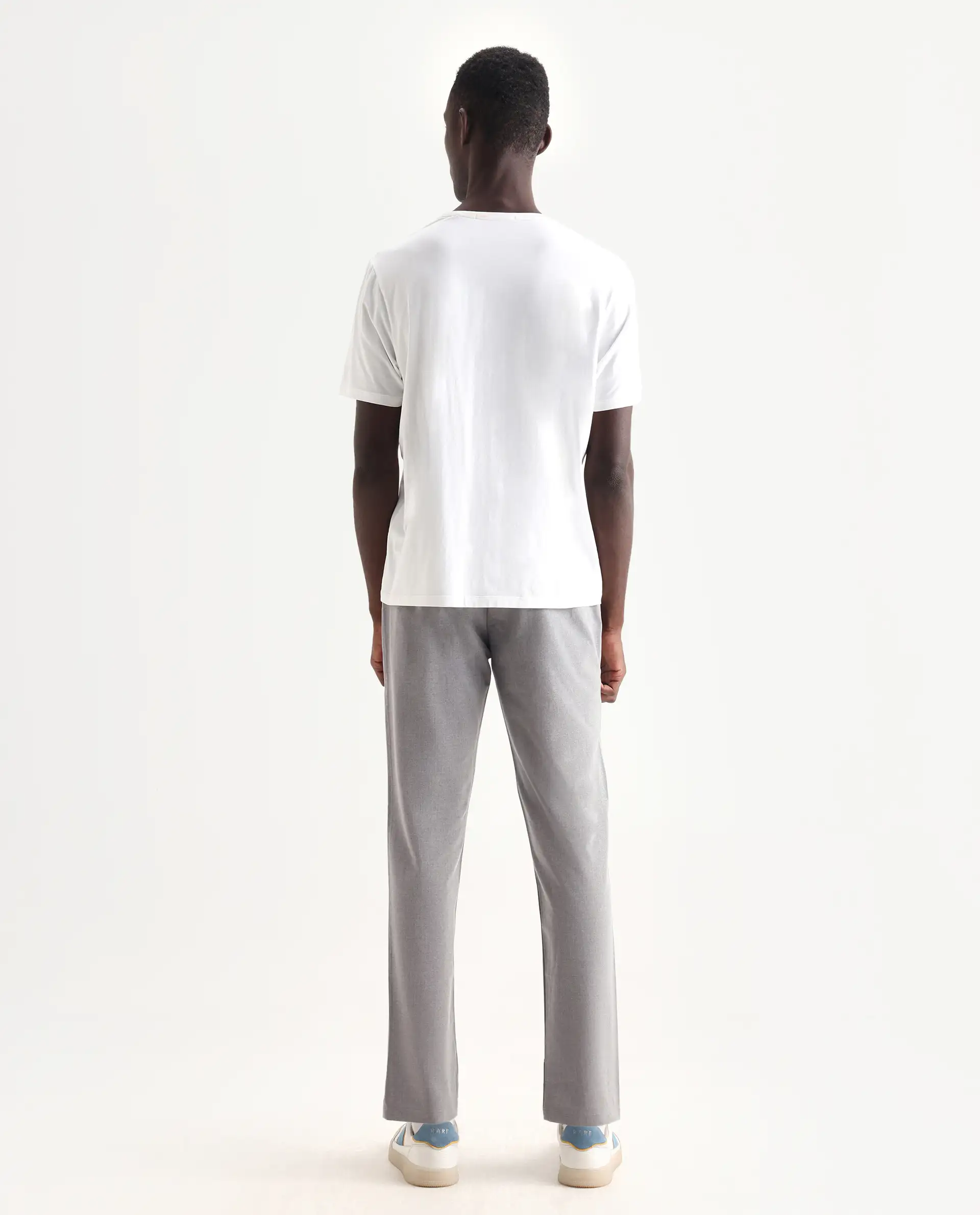Rare Rabbit Men's Travel-24 Grey Poly Viscose Lycra Fabric Blend Solid Trousers - Image 7