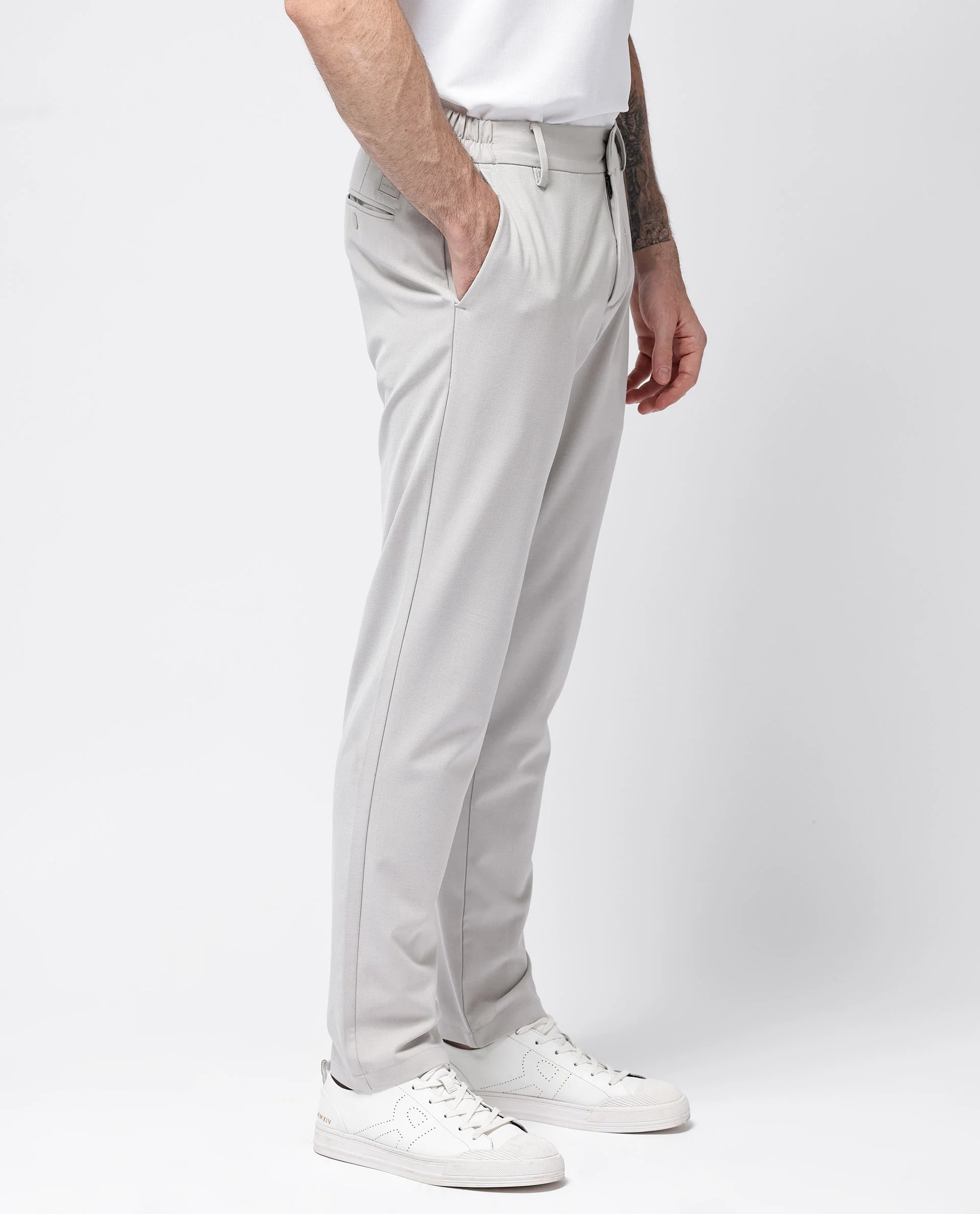 Rare Rabbit Men's Travel-24 Light Beige Poly Viscose Lycra Fabric Blend Solid Trousers - Image 6