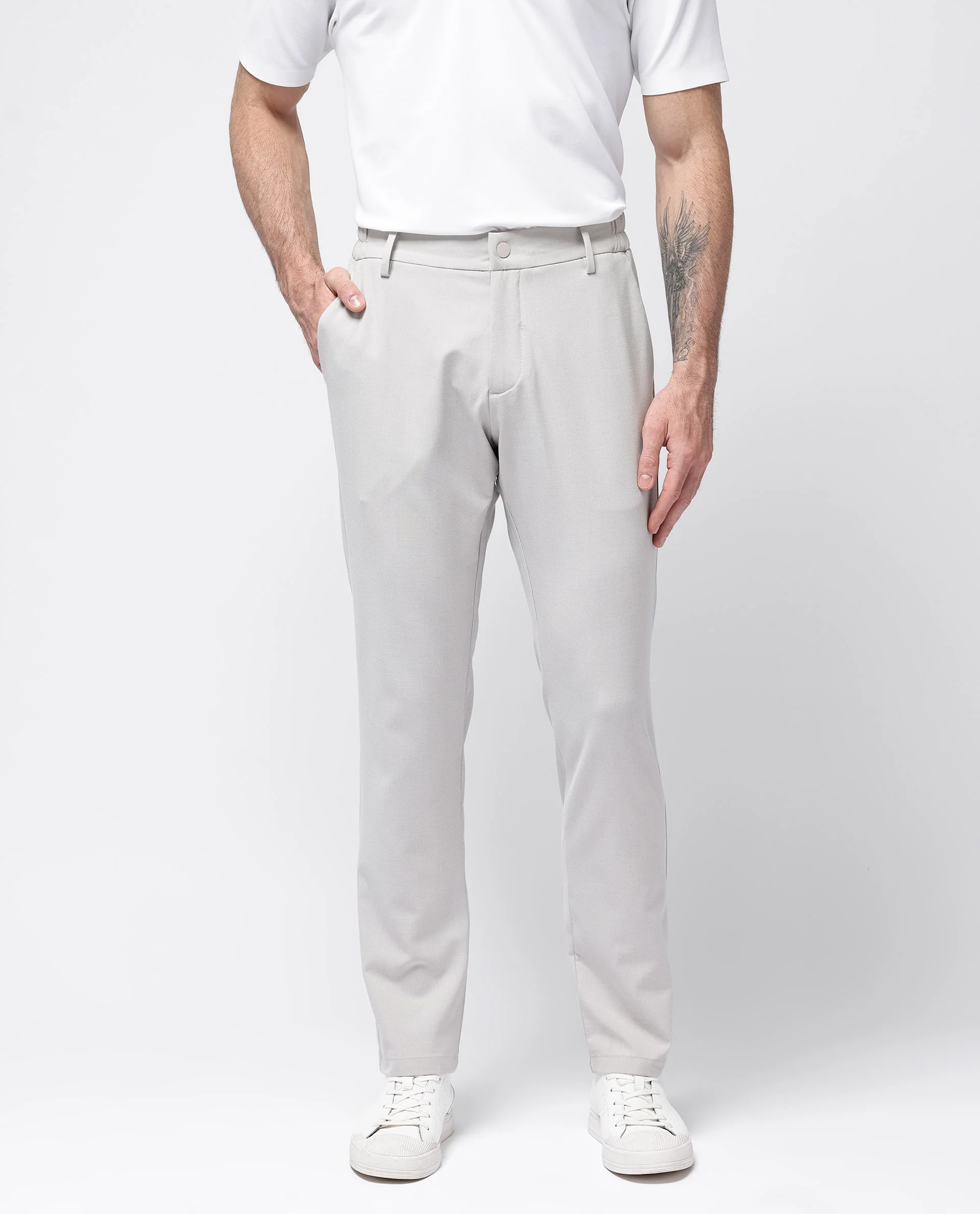 Rare Rabbit Men's Travel-24 Light Beige Poly Viscose Lycra Fabric Blend Solid Trousers - Image 7