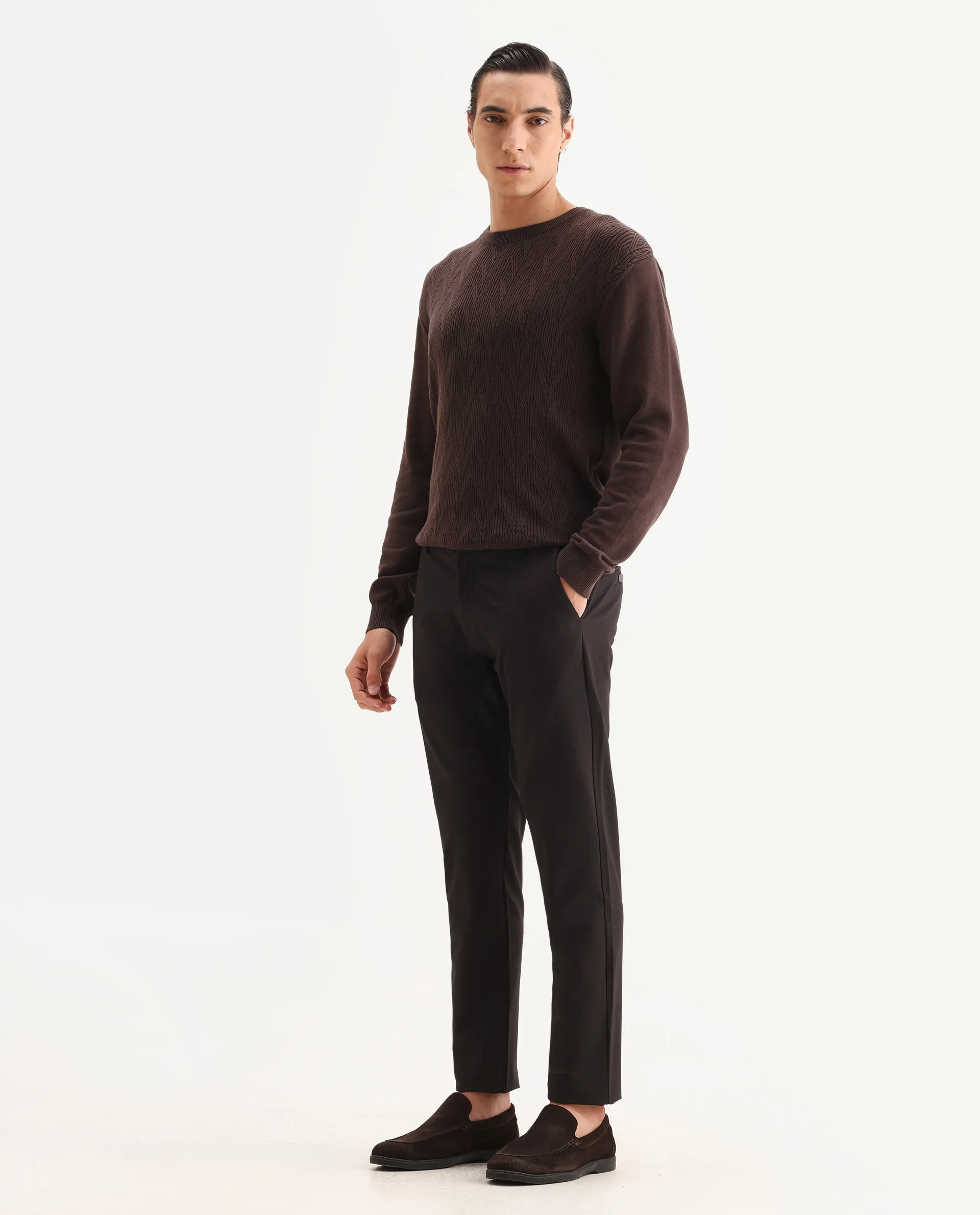 Rare Rabbit Mens Travel-24 Maroon Polyester Viscose Lycra Fabric Mid Rise Regular Fit Solid Trousers - Image 5