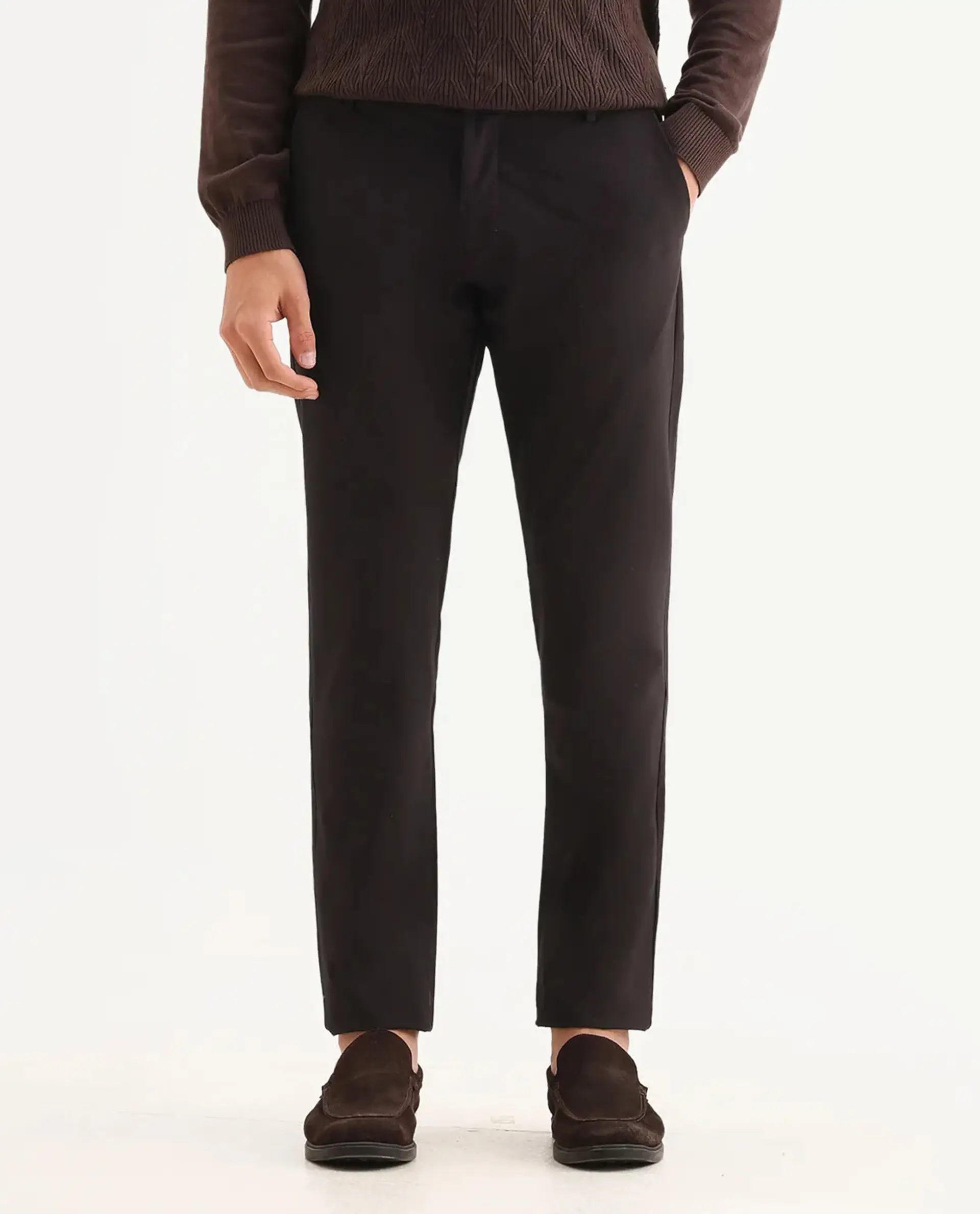 Rare Rabbit Mens Travel-24 Maroon Polyester Viscose Lycra Fabric Mid Rise Regular Fit Solid Trousers - Image 9
