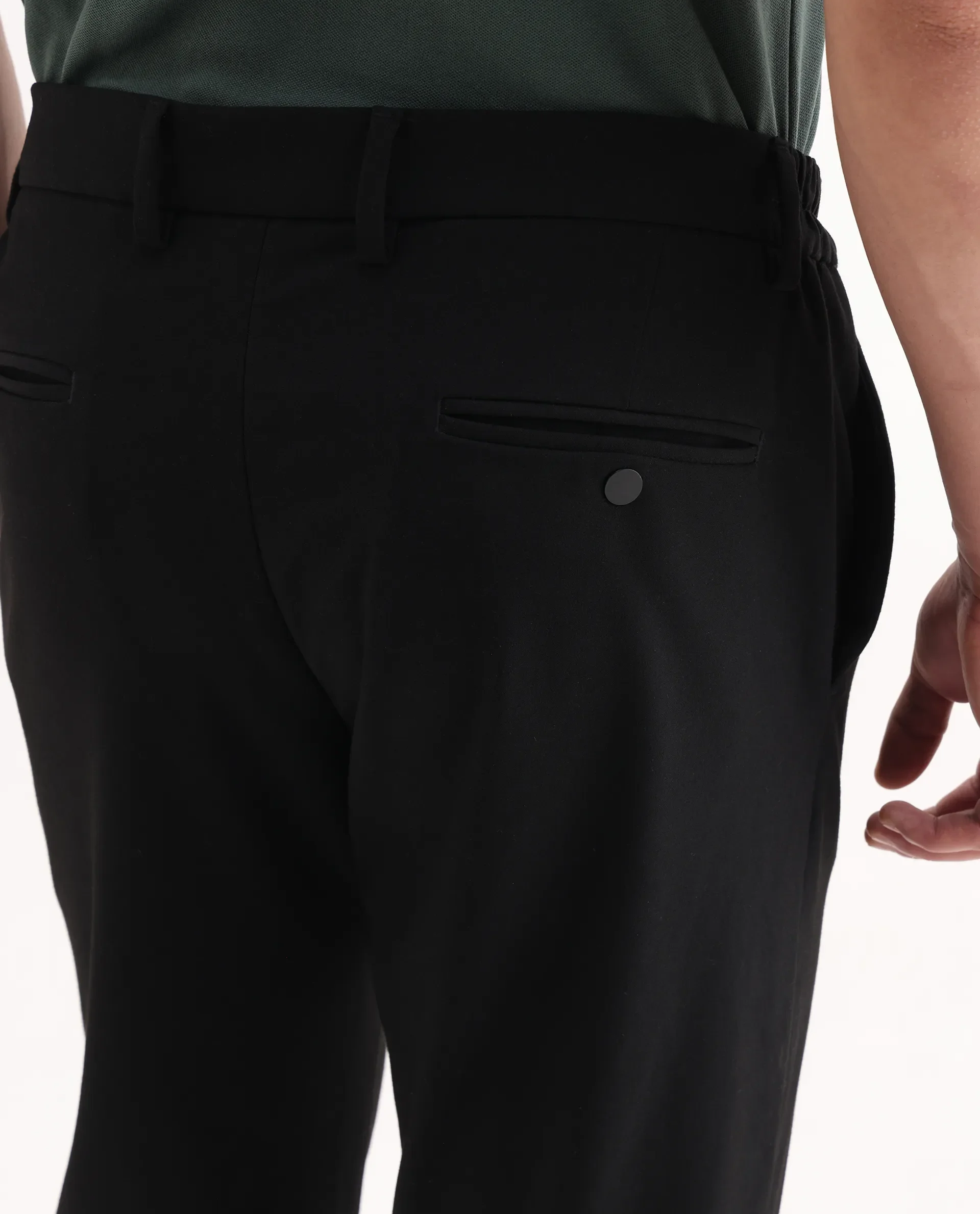 Rare Rabbit Men's Travel 26 Black Polyester Blend Plain Regular Fit Trouser - Image 6