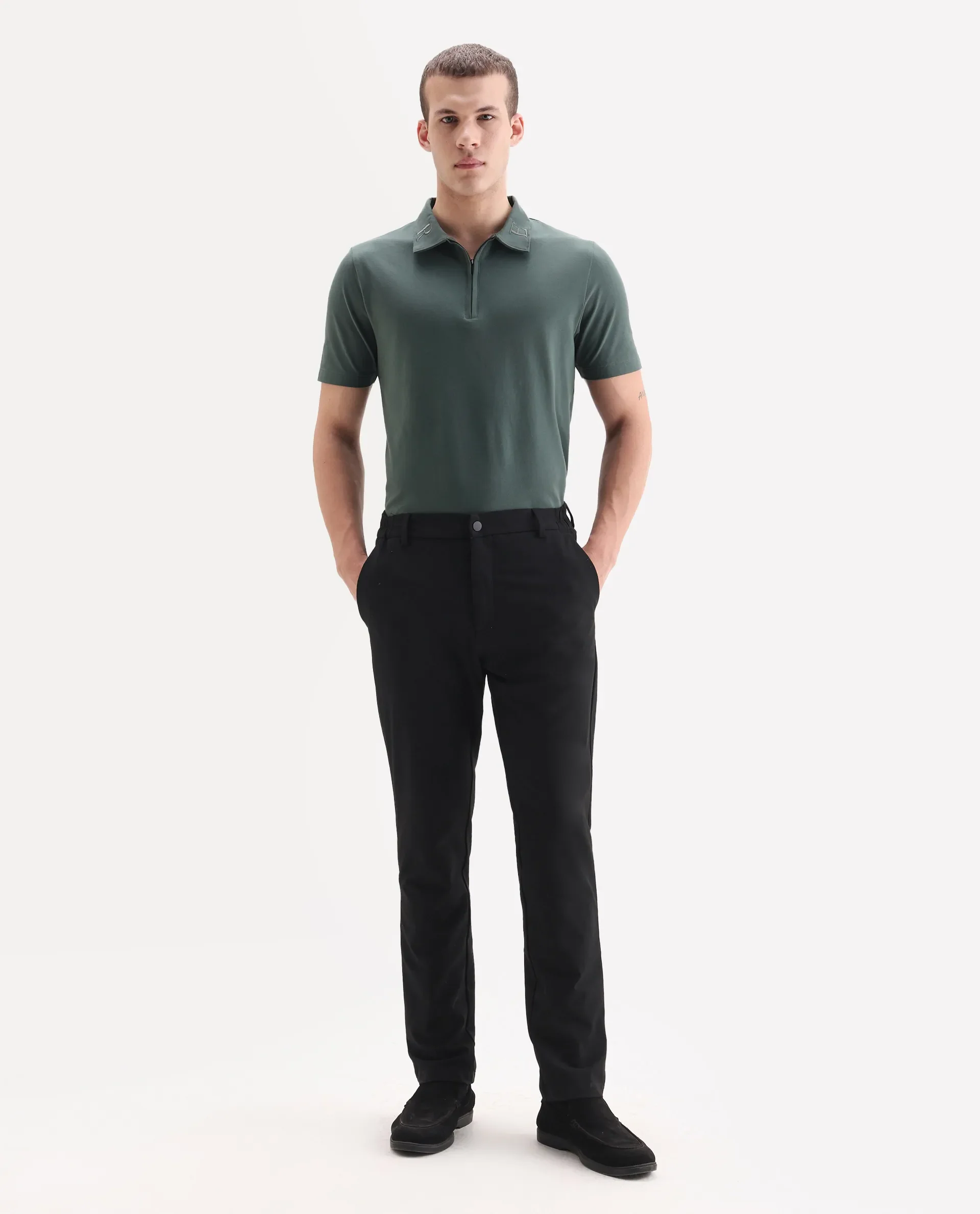 Rare Rabbit Men's Travel 26 Black Polyester Blend Plain Regular Fit Trouser - Image 7